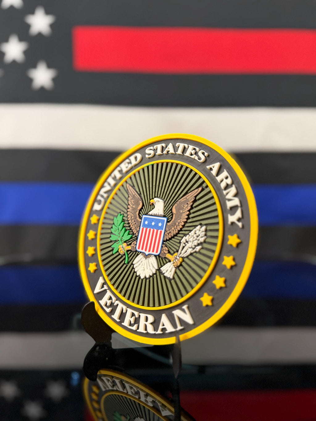 US Army Veteran 3D Plaque | Veteran's Day | Army Logo Sign | Desk Display with Stand