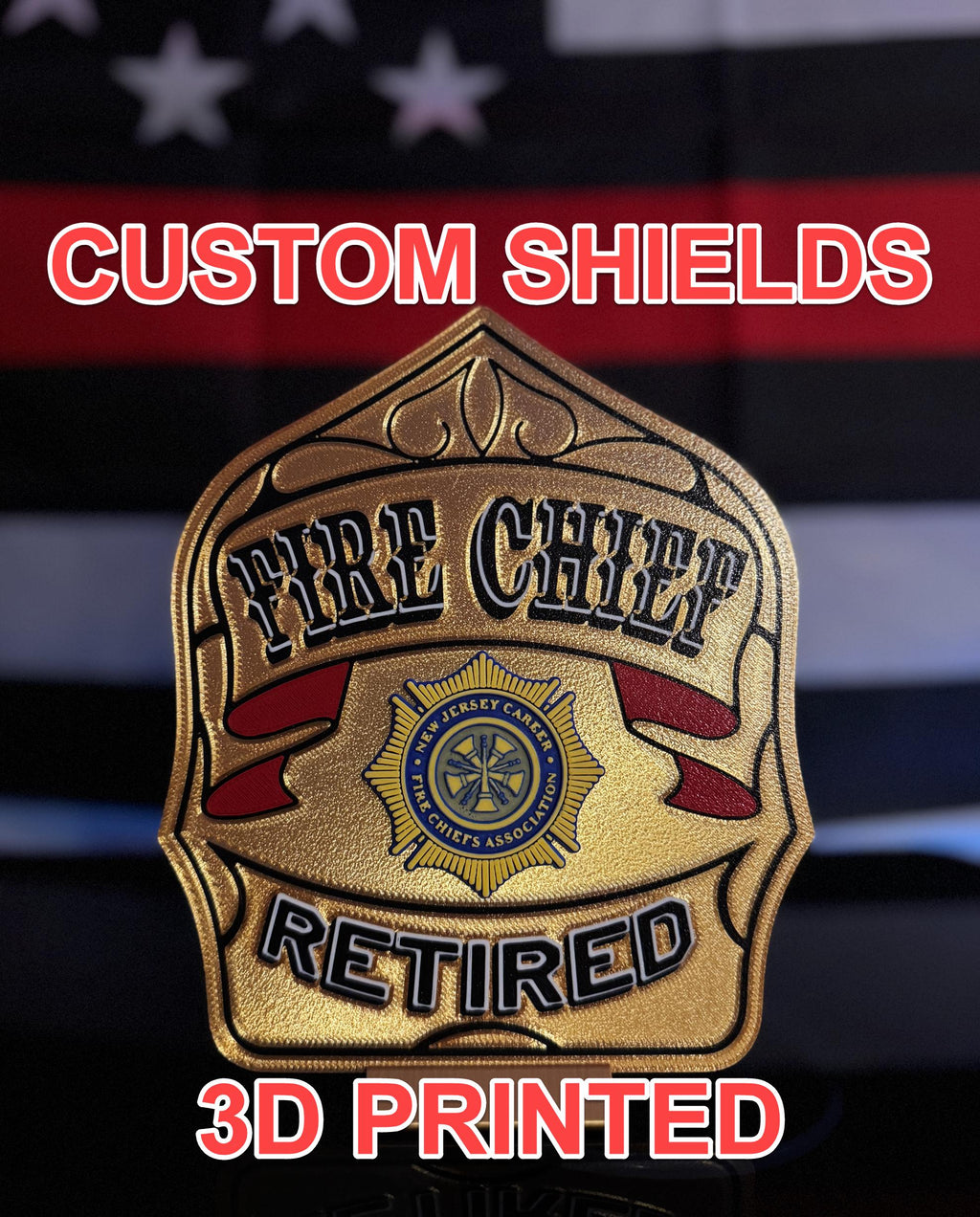 Custom 3D-Printed Firefighter Shield Replica – YOUR Shield 3D Printed for Display