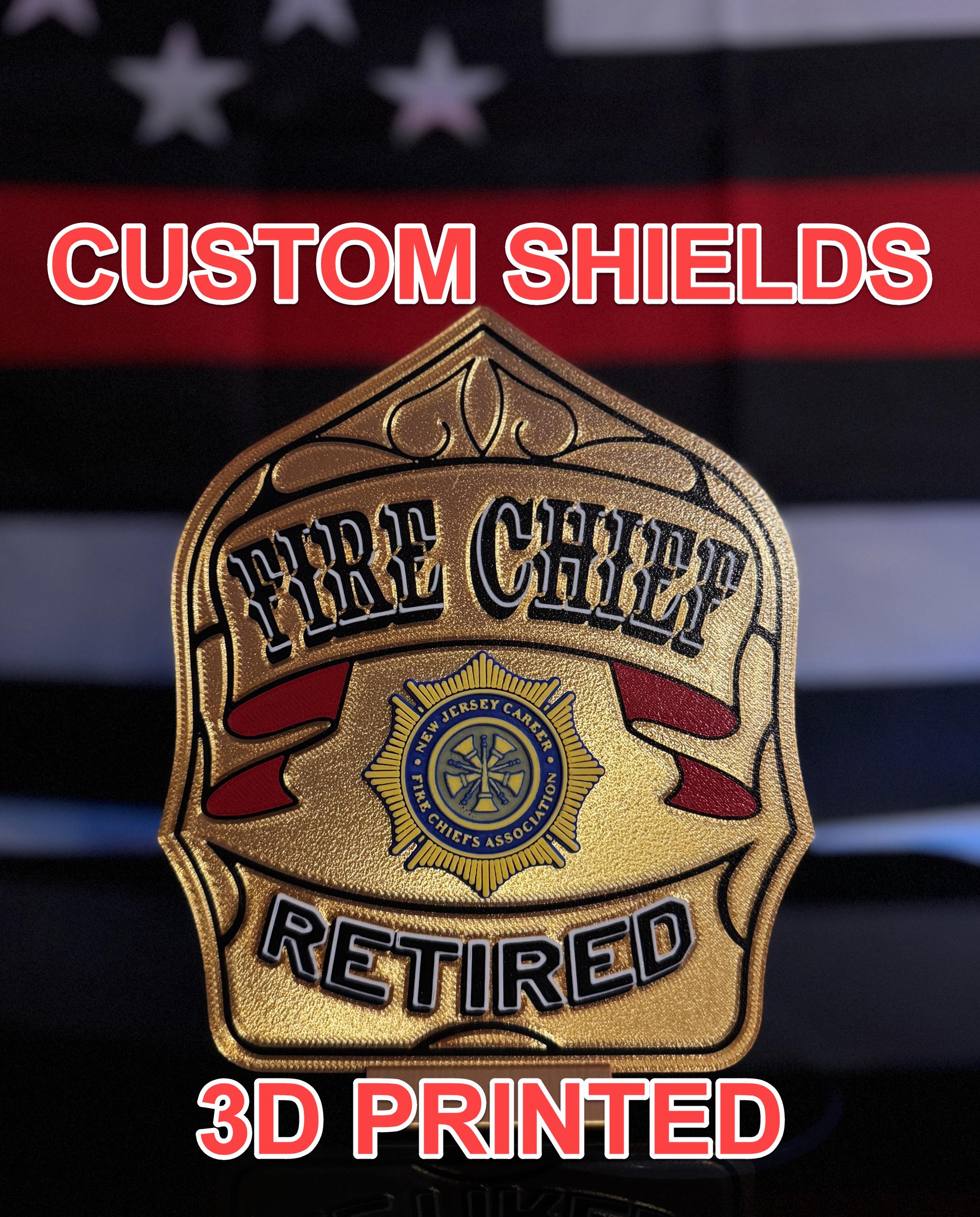Custom 3D-Printed Firefighter Shield Replica – YOUR Shield 3D Printed for Display