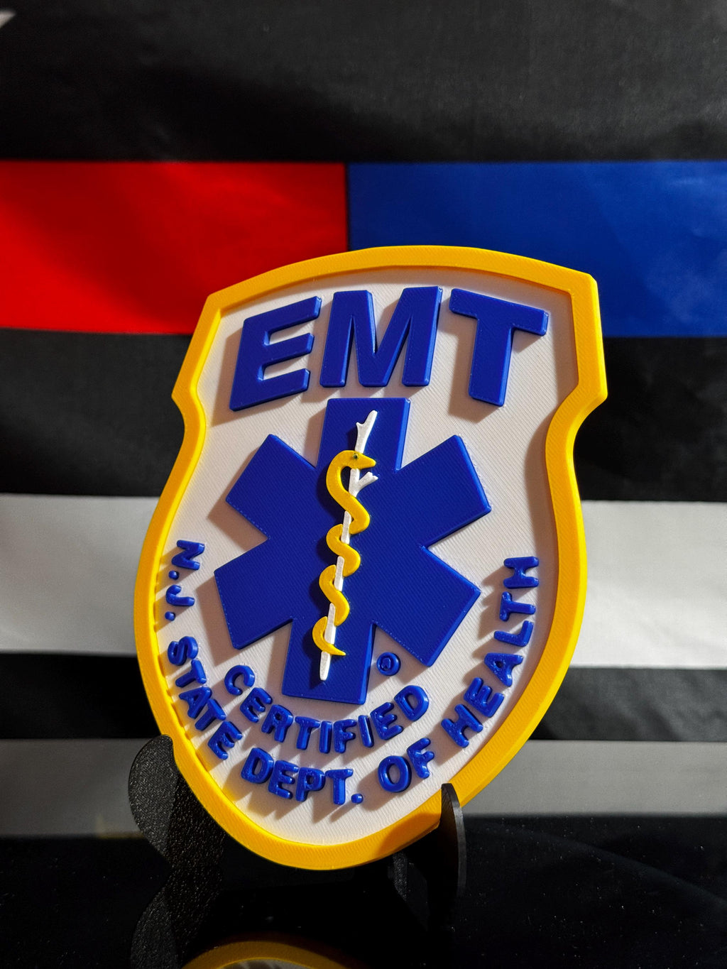 NJ EMT 3D Plaque | State Certified EMS Gift with Stand