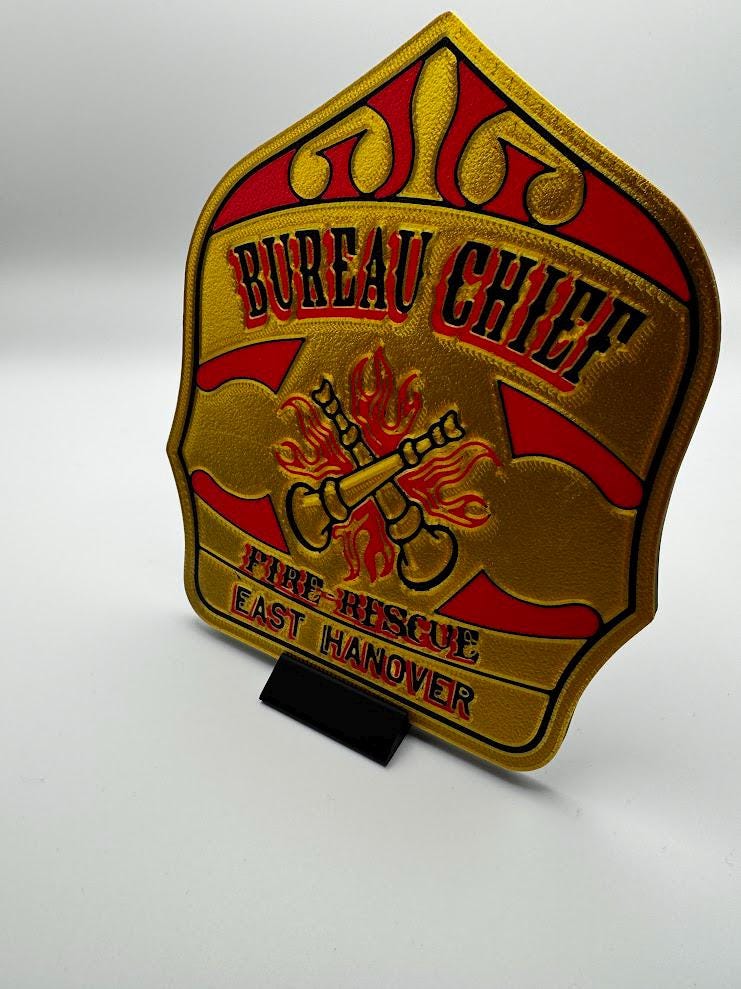 Custom 3D-Printed Firefighter Shield Replica – YOUR Shield 3D Printed for Display