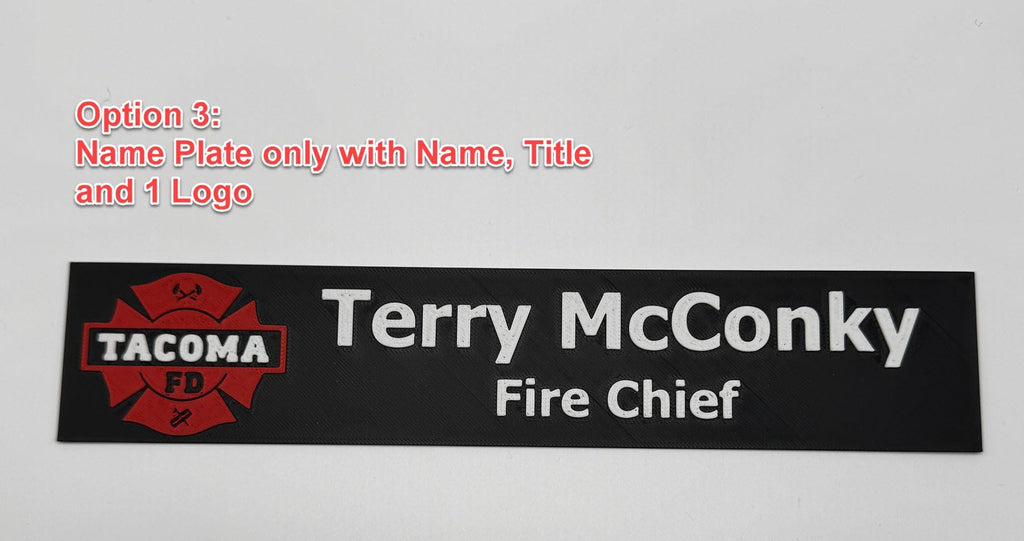Custom Desk Name Plate with Logo | Personalized Office Sign | 3D Printed