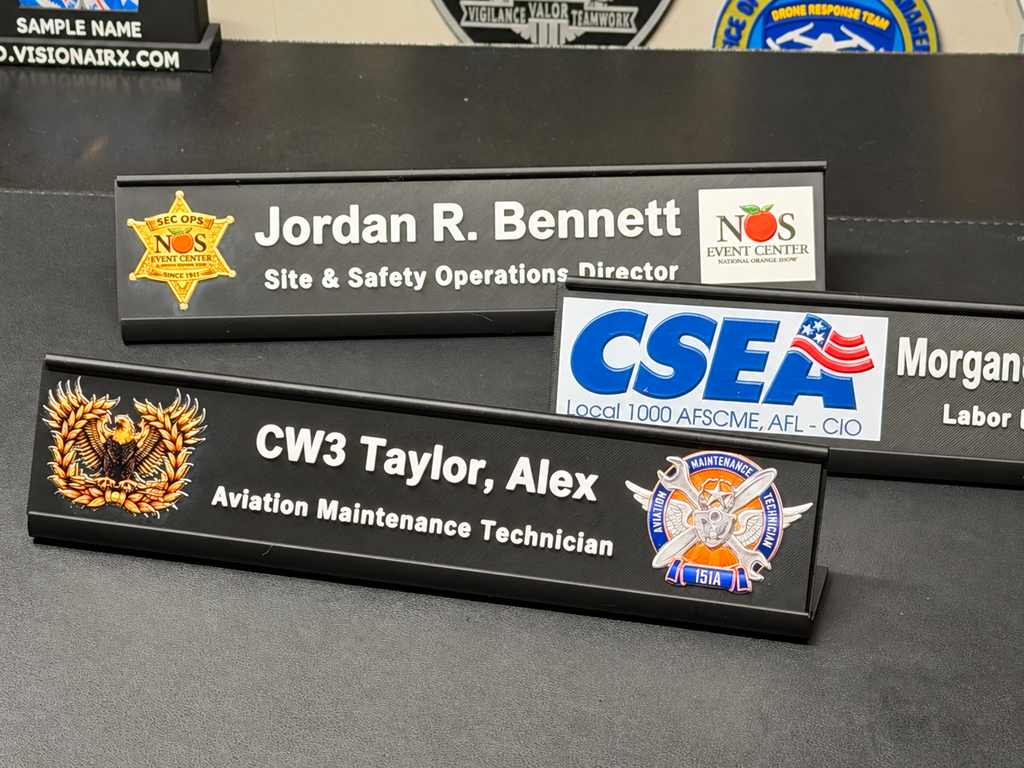 Custom Desk Nameplate With Holder | Optional Full Color Logo