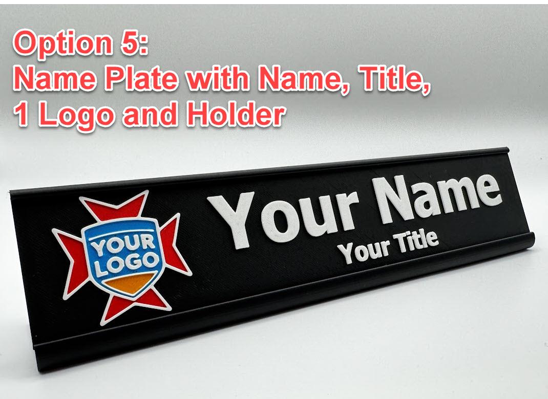 Custom Desk Name Plate with Logo | Personalized Office Sign | 3D Printed