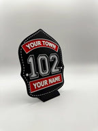 Personalized Firefighter Helmet Shield | 3D Display with Stand