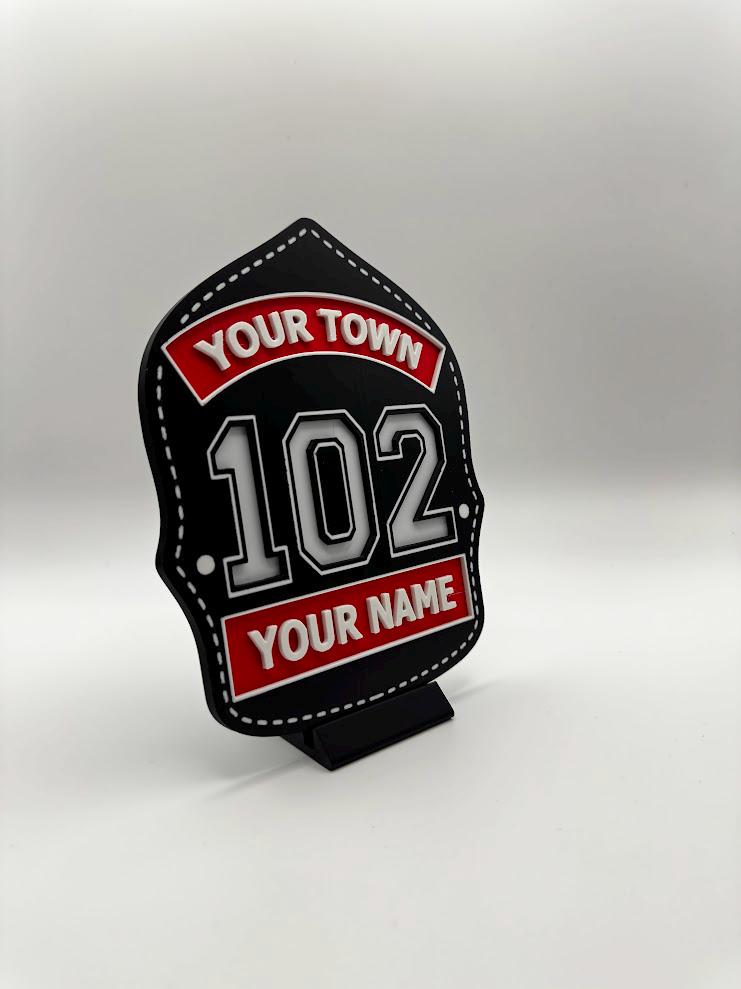 Personalized Firefighter Shield Plaque | 3D Printed Fireman Award
