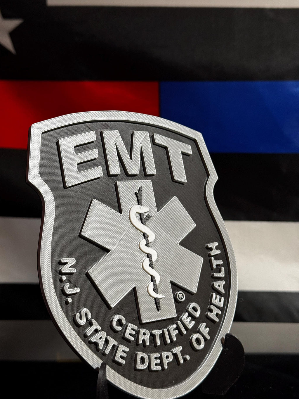 NJ EMT 3D Plaque | State Certified EMS Gift with Stand
