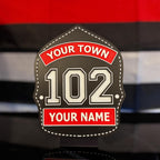 Personalized Firefighter Helmet Shield | 3D Display with Stand