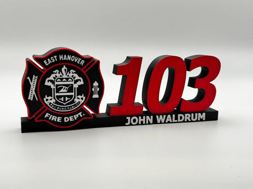 Custom 3D Printed Public Safety Desk Display: Personalized Fire, Police, EMS Gift