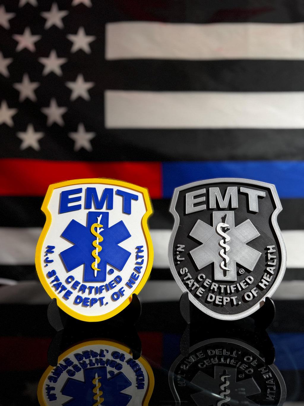 NJ EMT 3D Plaque | State Certified EMS Gift with Stand