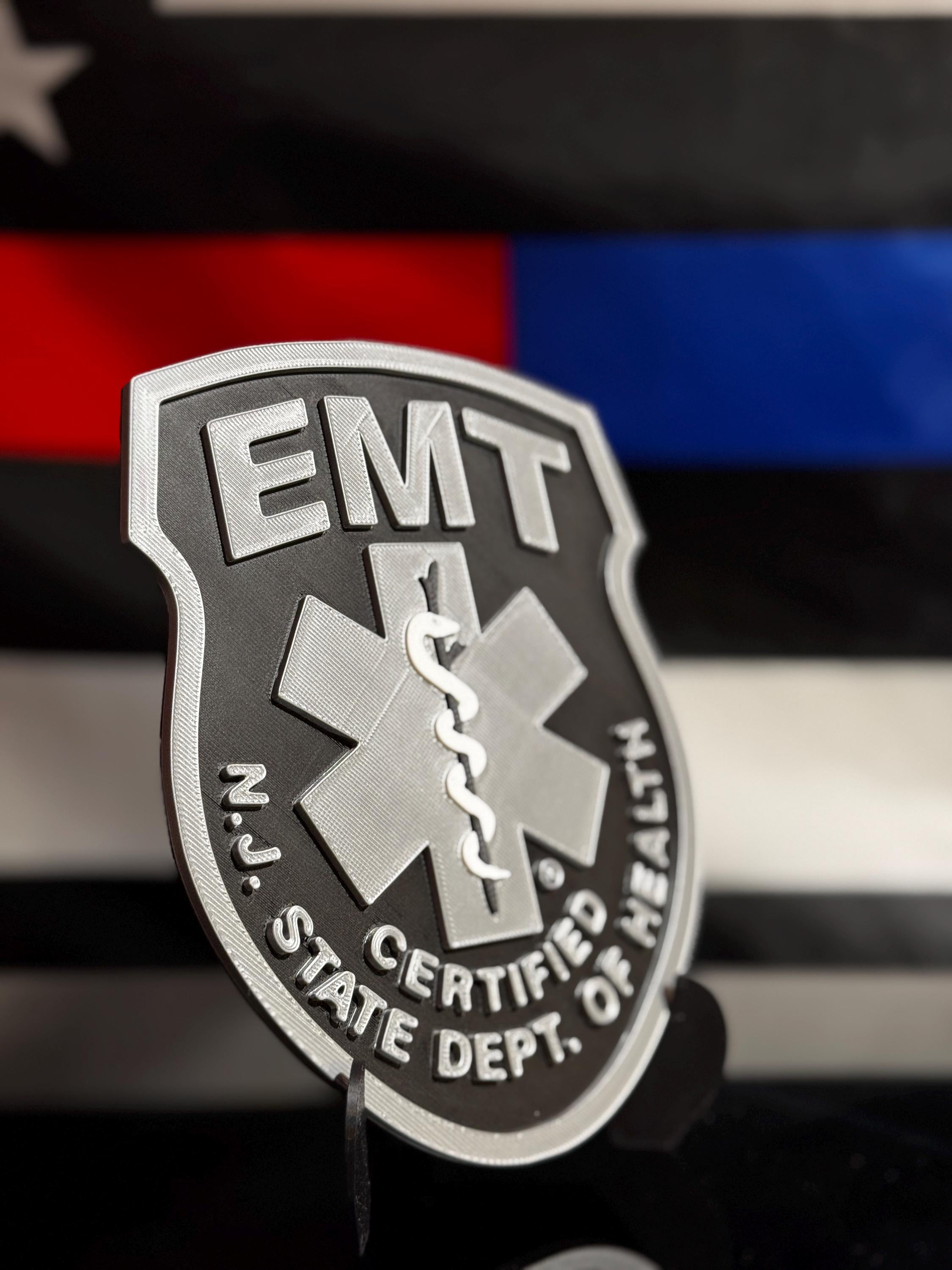 NJ EMT 3D Plaque | State Certified EMS Gift with Stand