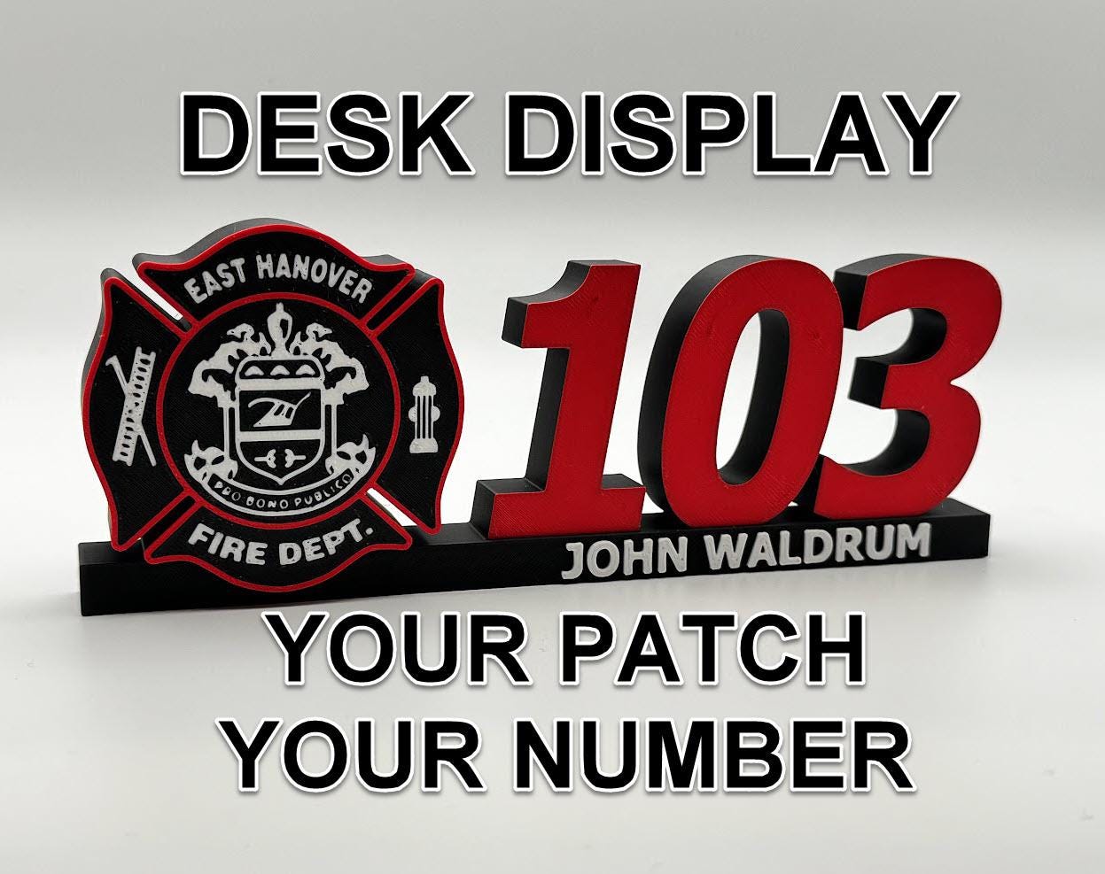 Custom 3D Printed Public Safety Desk Display: Personalized Fire, Police, EMS Gift
