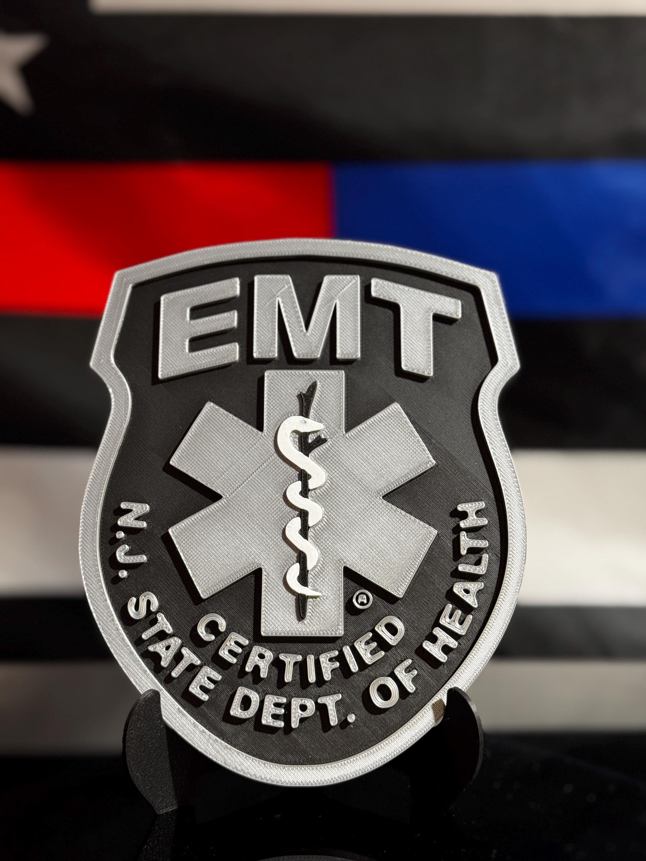 NJ EMT 3D Plaque | State Certified EMS Gift with Stand
