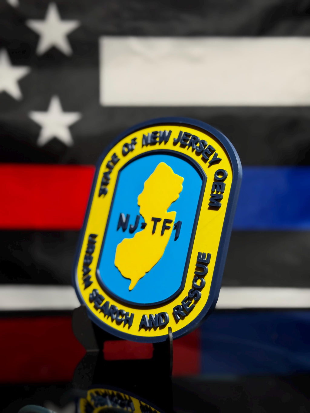 NJ-TF1 Plaque | Urban Search and Rescue 3D Emblem with Stand