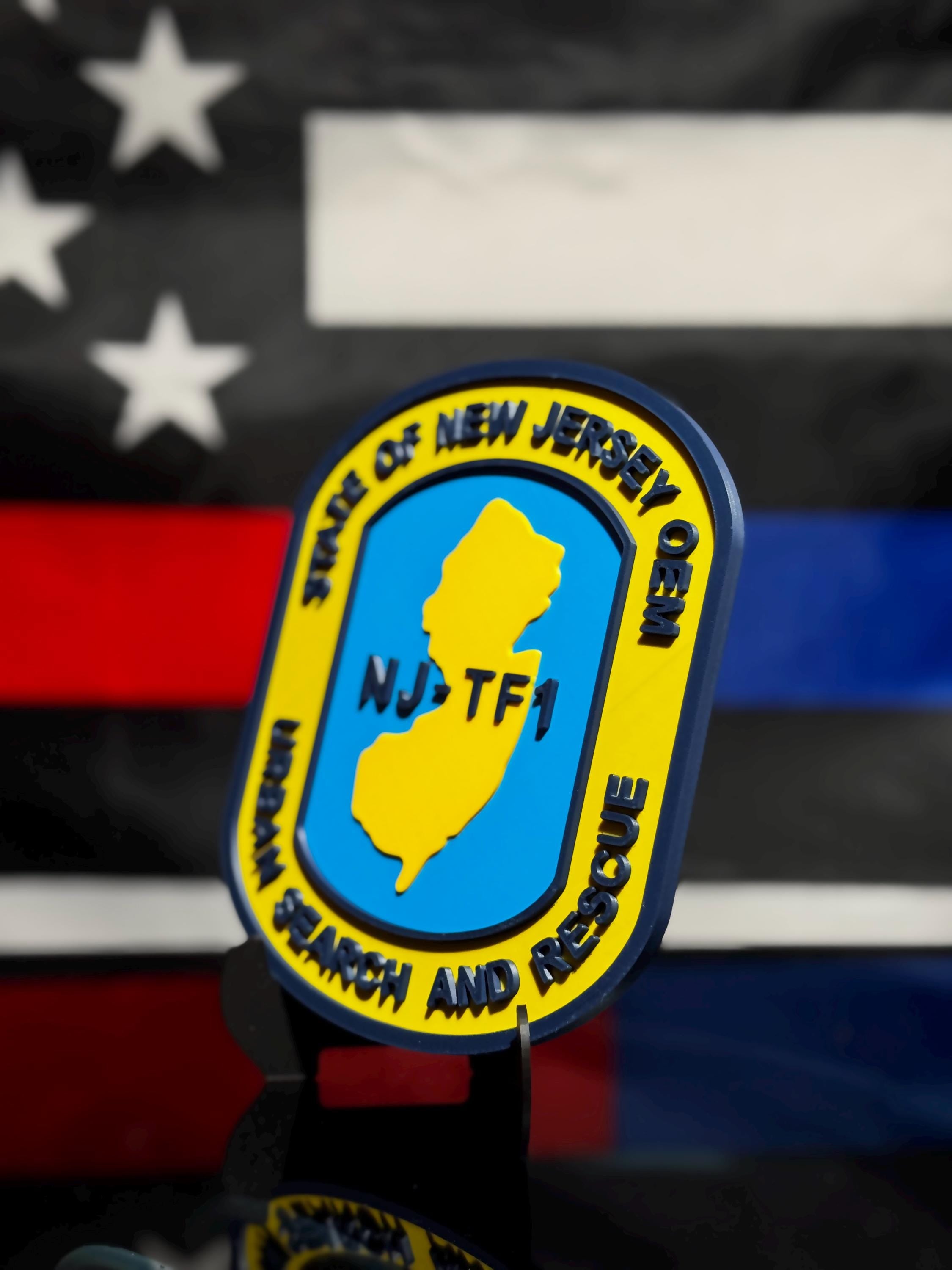 NJ-TF1 Plaque | Urban Search and Rescue 3D Emblem with Stand