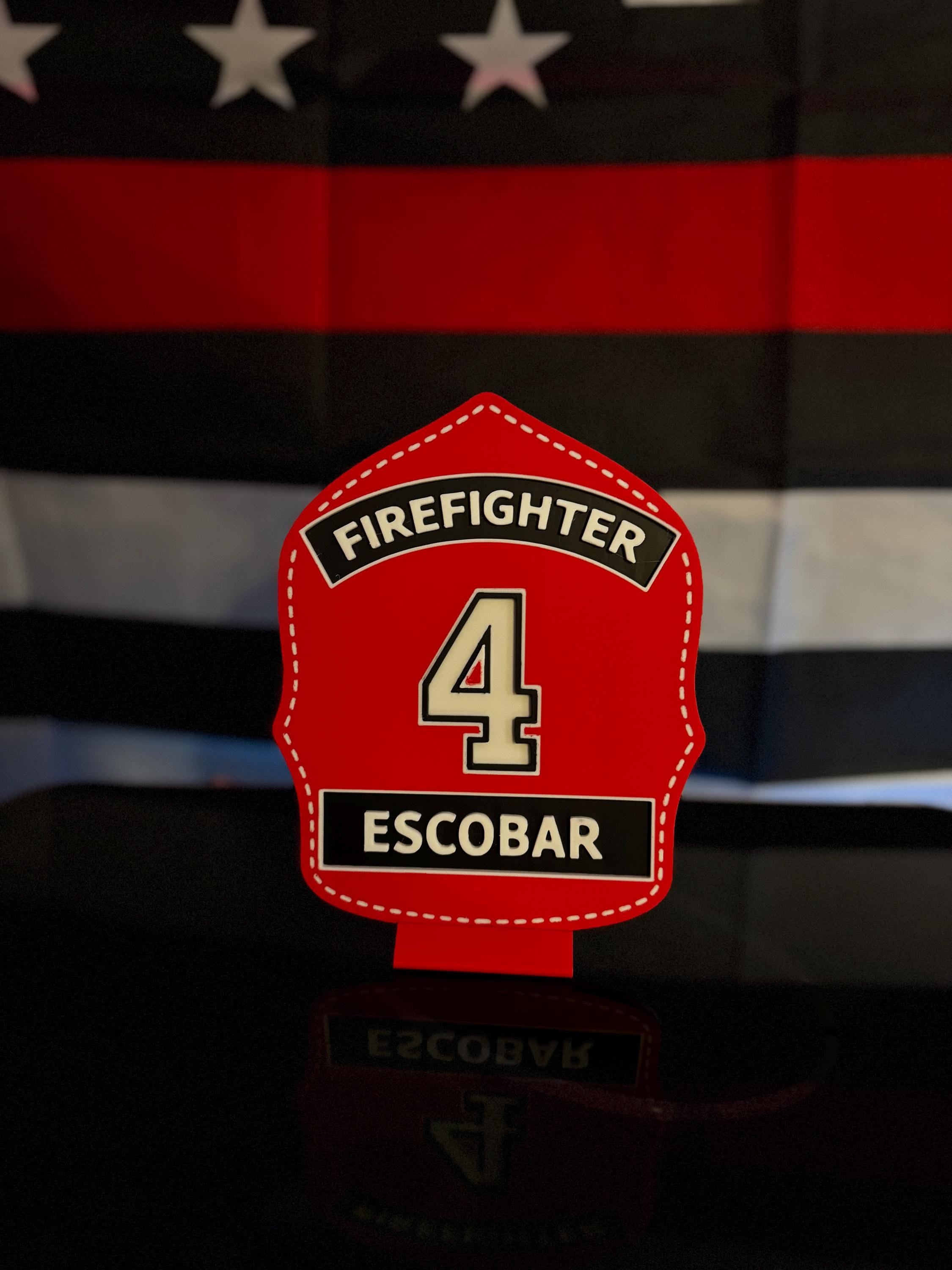 Personalized Firefighter Shield Plaque | 3D Printed Fireman Award