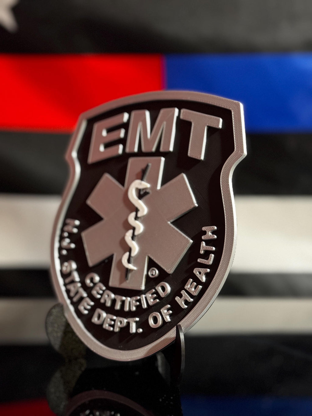 NJ EMT 3D Plaque | State Certified EMS Gift with Stand