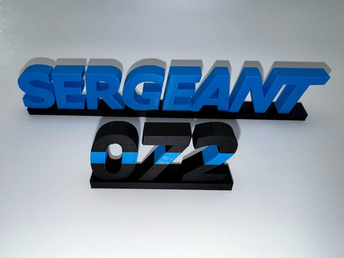 Custom 3D Duty Desk Name Stand – Personalized Display with Name & Badge Number