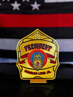 Custom Firefighter Helmet Shield Replica | 3D Display with Stand