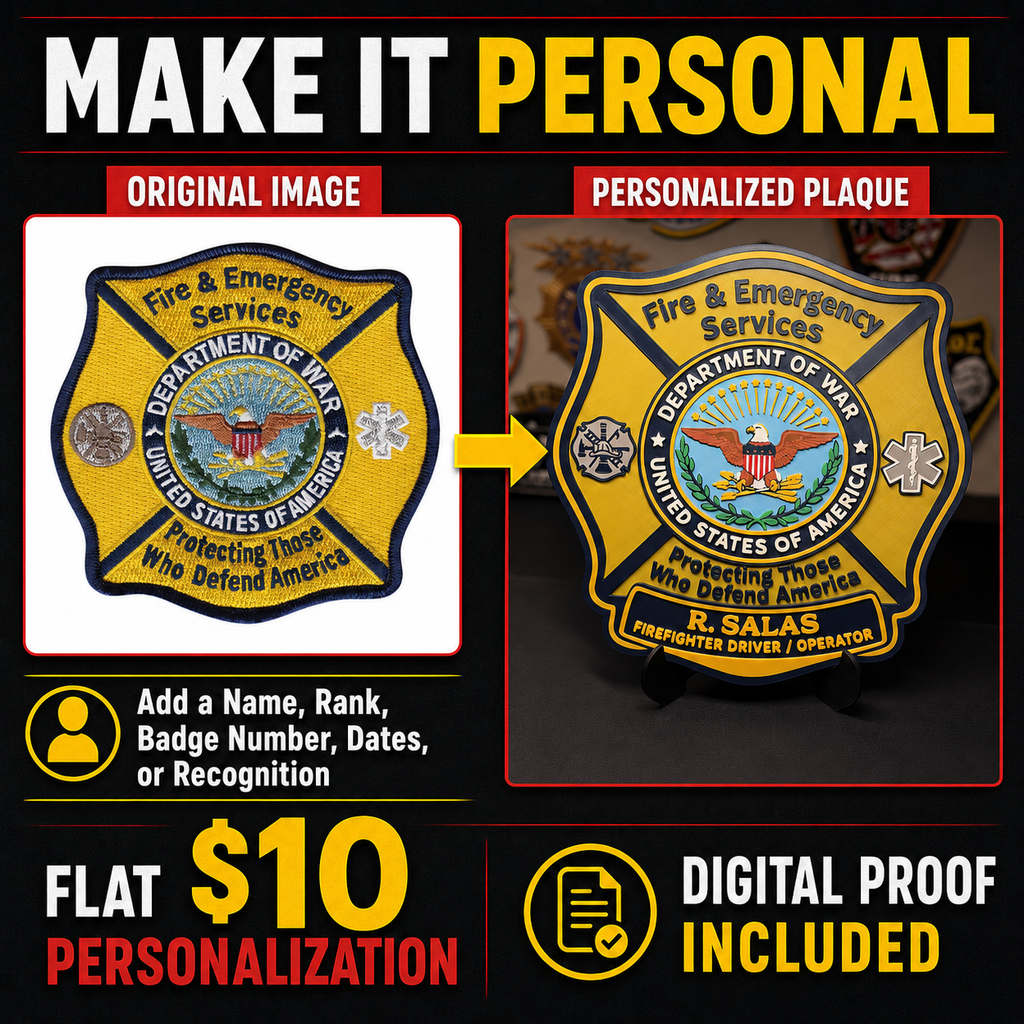 Custom 3D Printed Badge Patch Logo Plaque | Personalized First Responder Retirement Gift