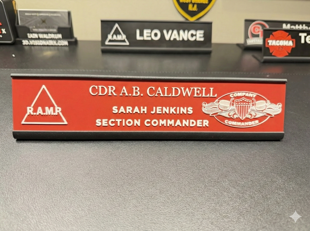 Custom Desk Name Plate with Logo | Personalized Office Sign | 3D Printed