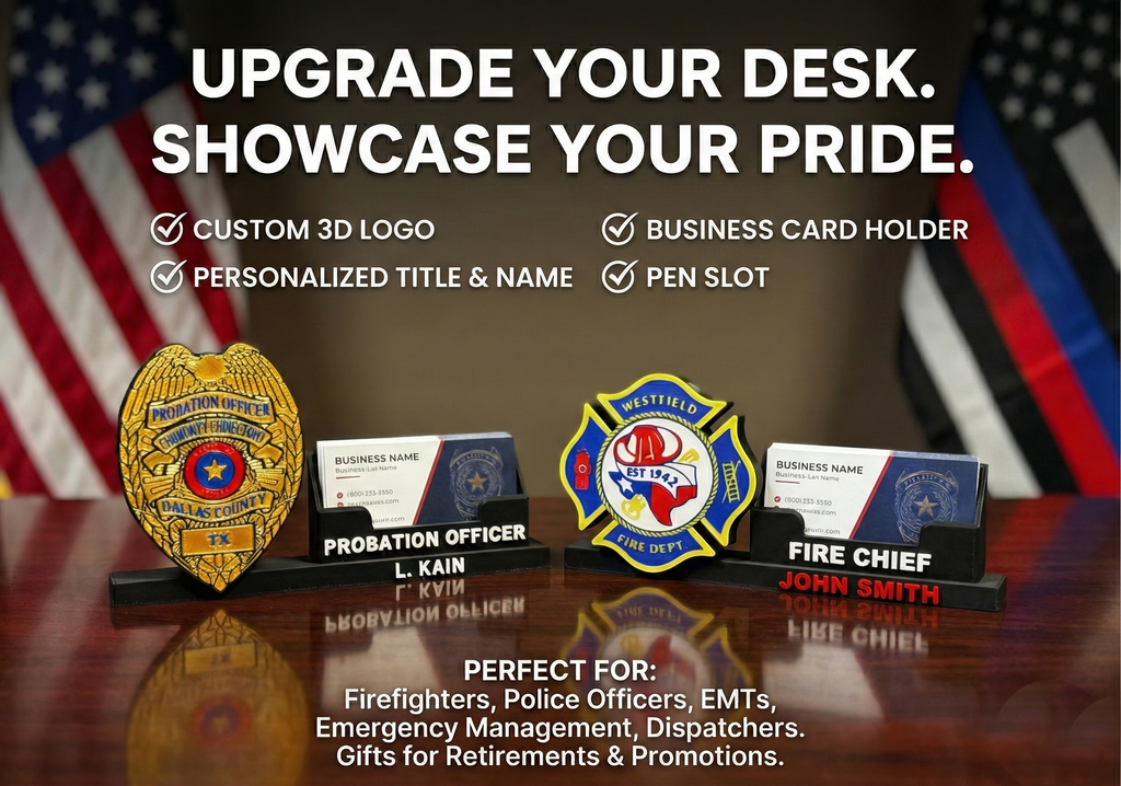 Custom 3D Logo Desk Display | Personalized Name & Pen Card Holder