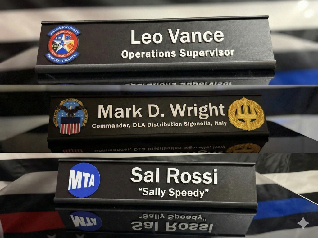 Custom Desk Name Plate with Logo | Personalized Office Sign | 3D Printed