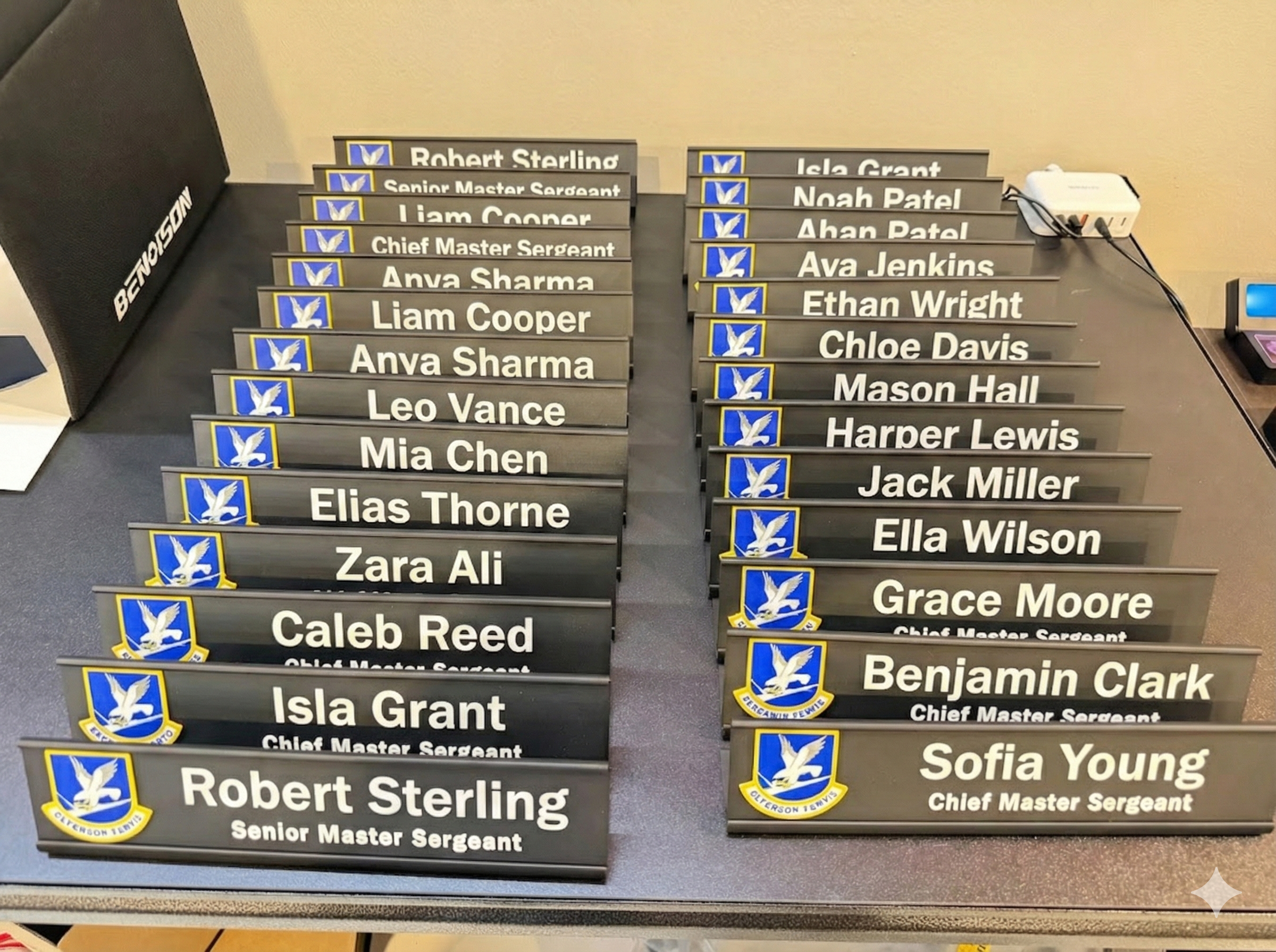Custom Desk Name Plate with Logo | Personalized Office Sign | 3D Printed