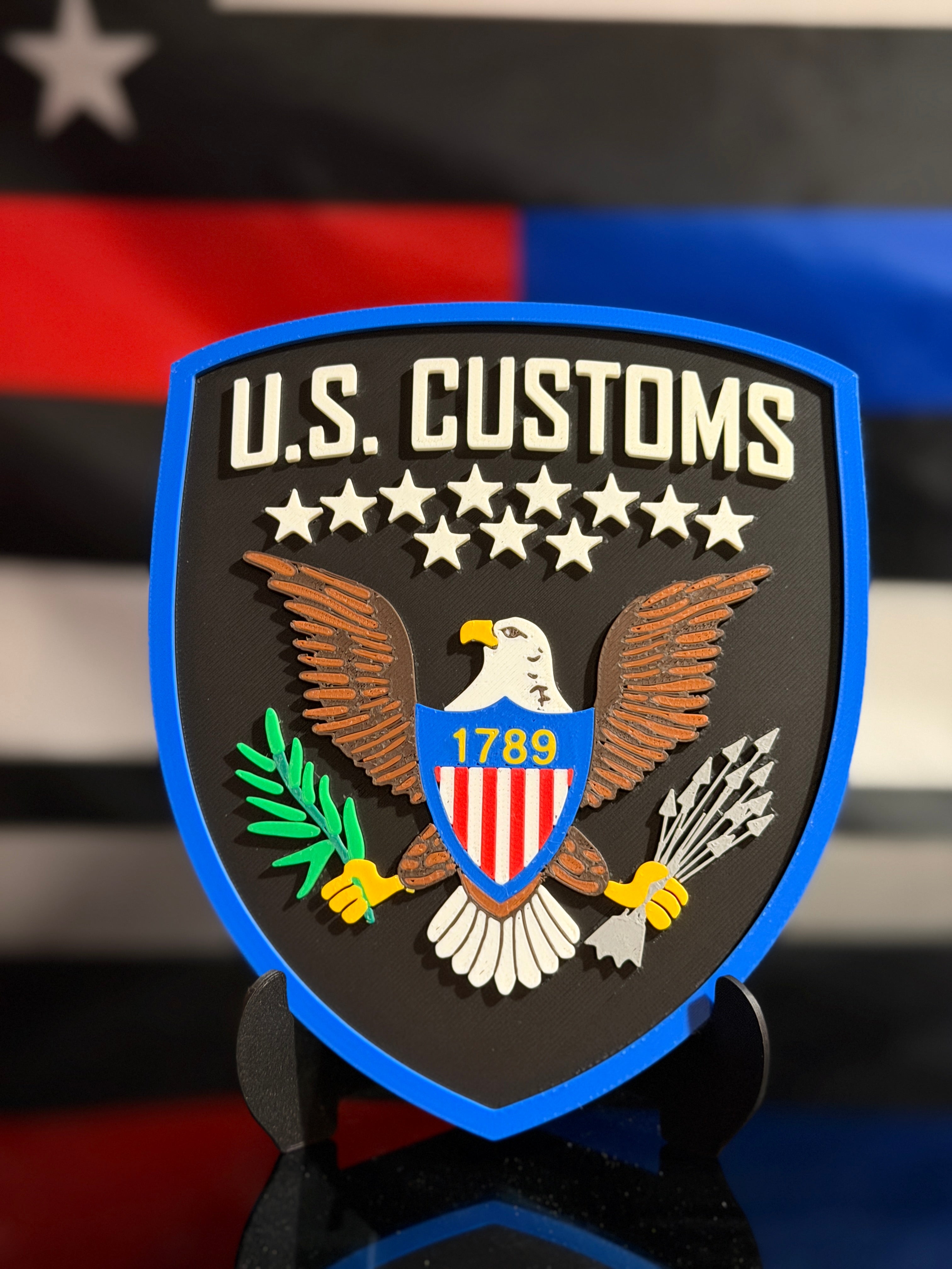 U.S. Customs 3D Printed Patch Plaque Display