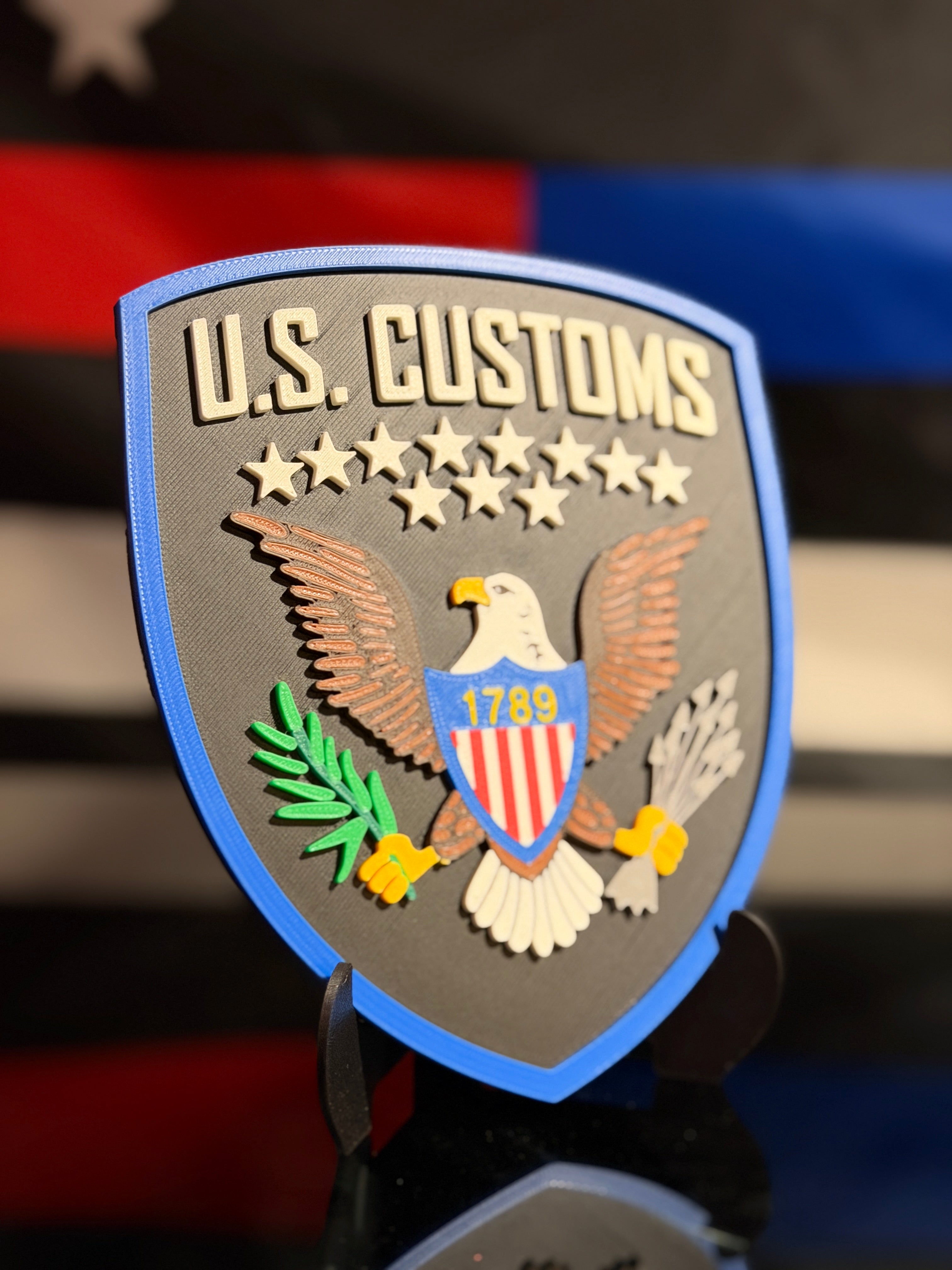 U.S. Customs 3D Printed Patch Plaque Display