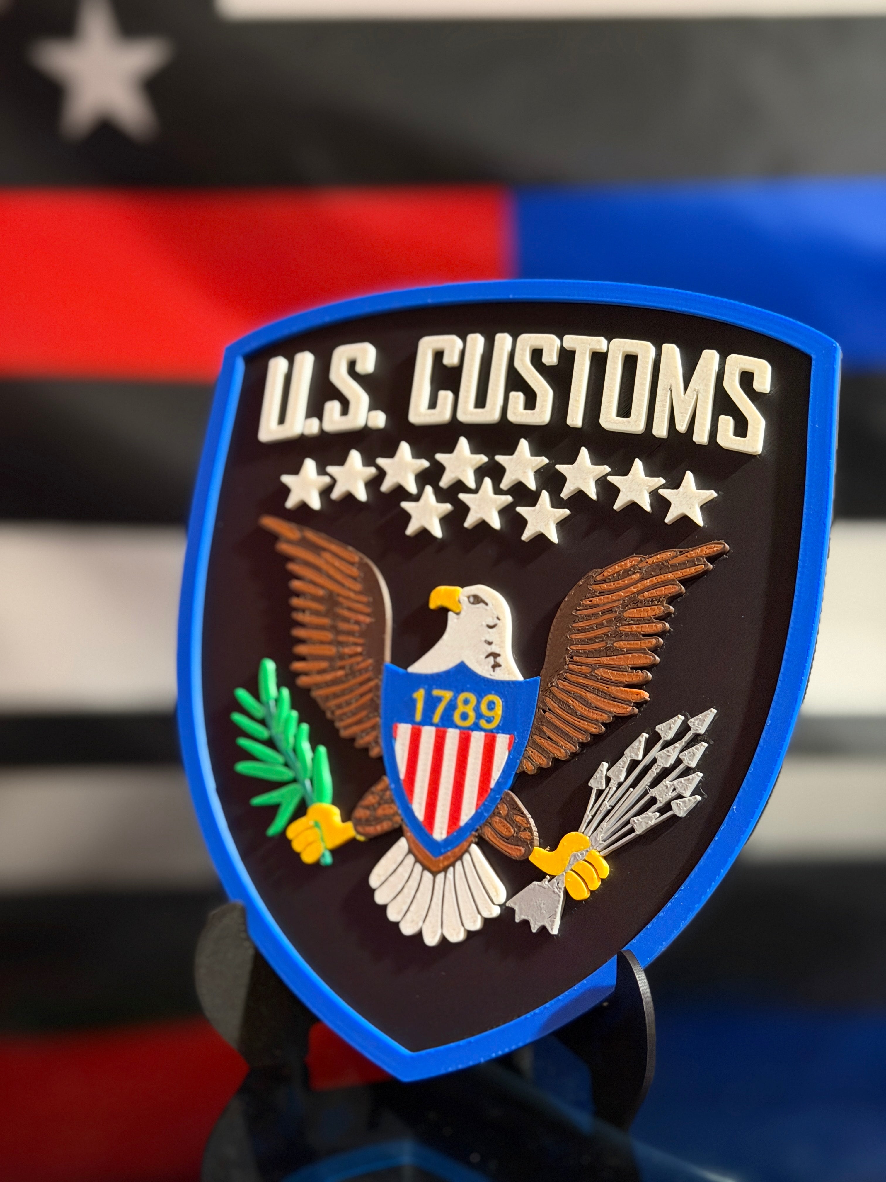 U.S. Customs 3D Printed Patch Plaque Display