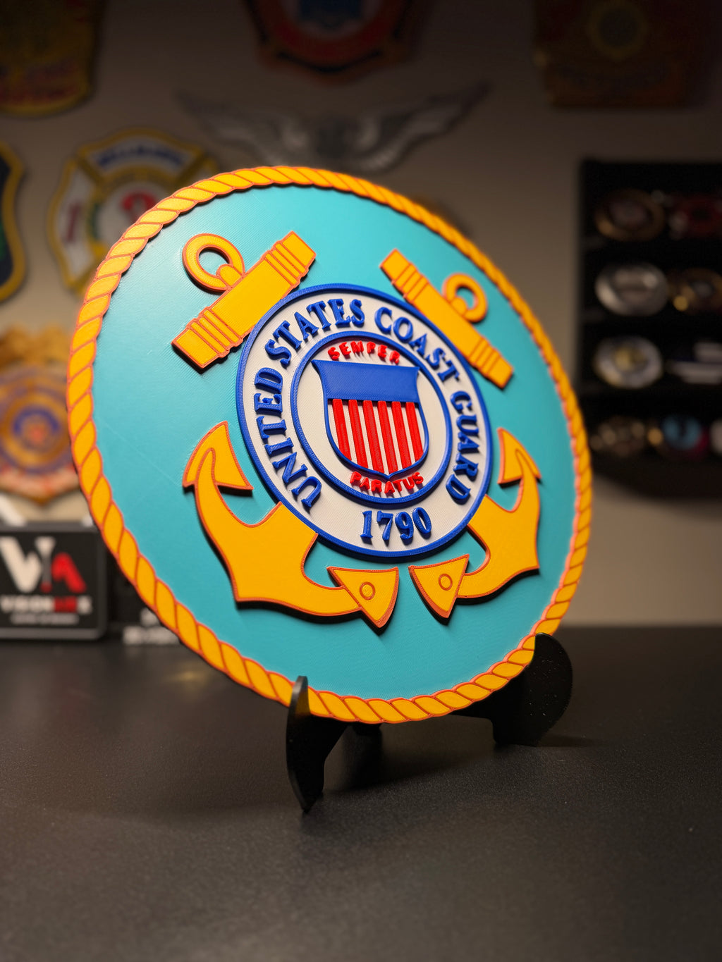United States Coast Guard 3D Plaque with Stand and Wall Mount Decorative Military Display