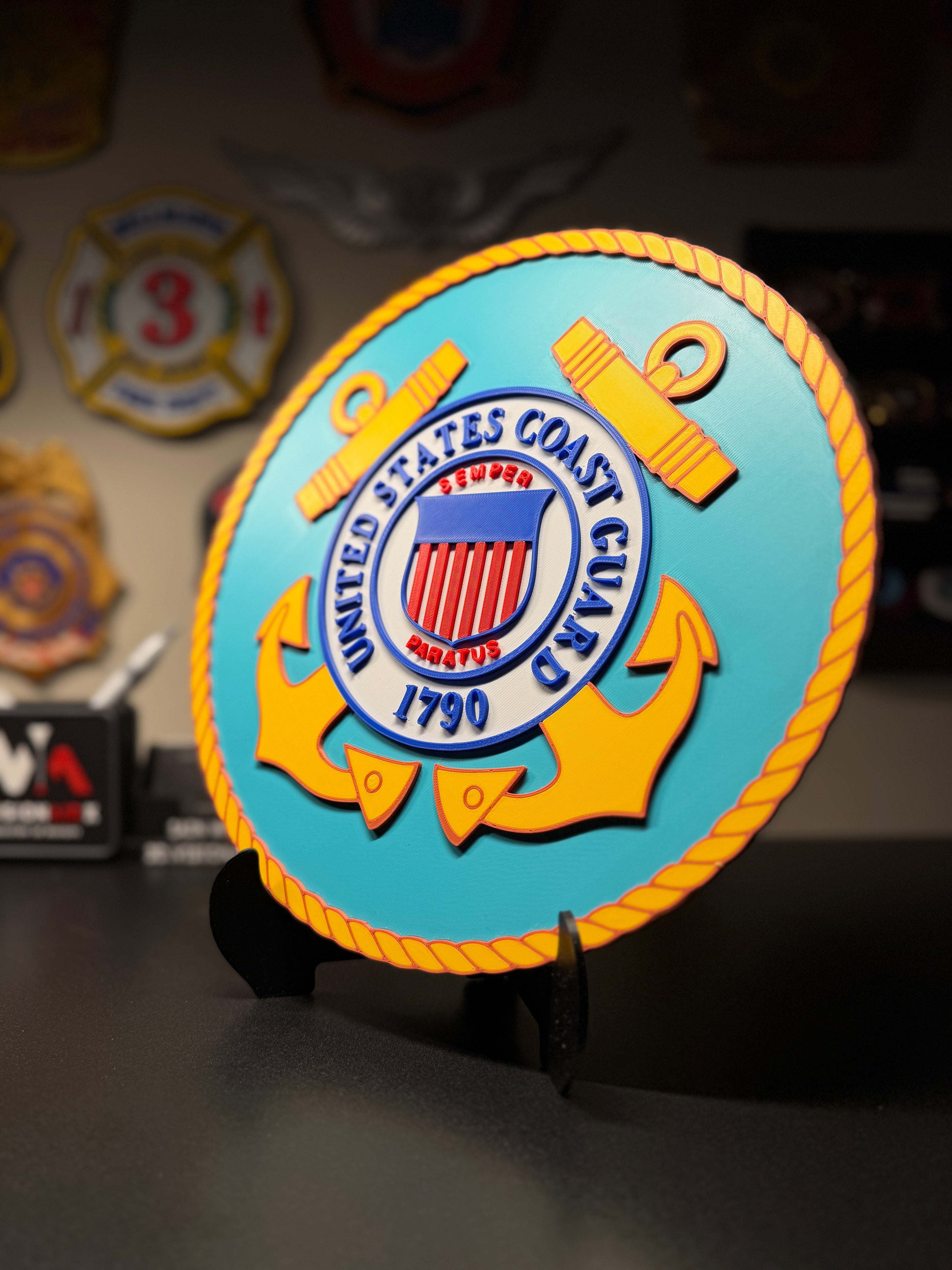 United States Coast Guard 3D Plaque with Stand and Wall Mount Decorative Military Display