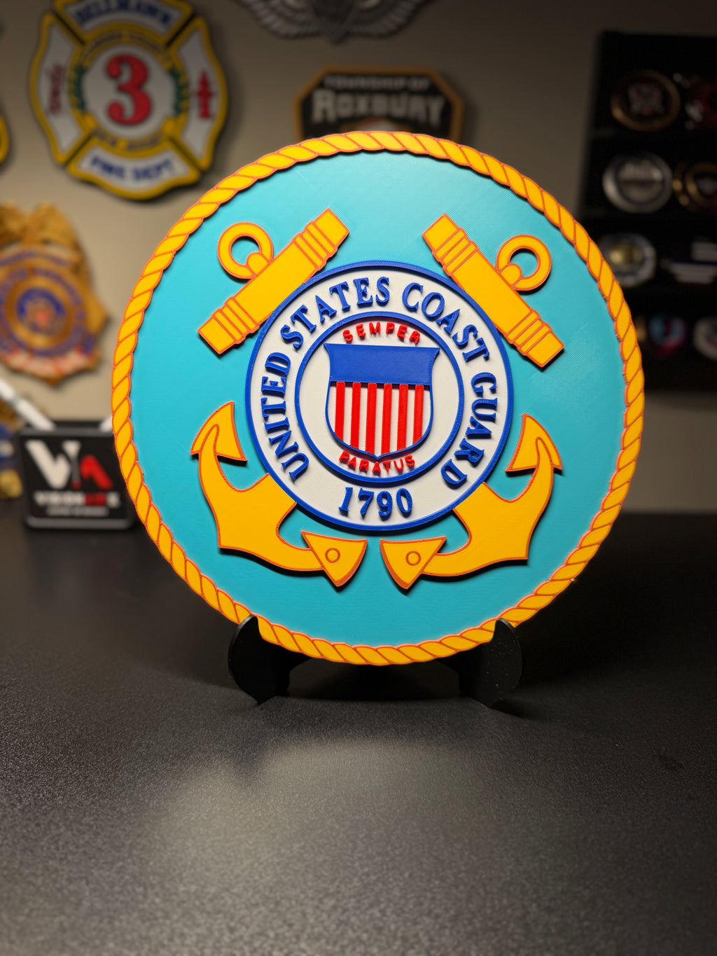 United States Coast Guard 3D Plaque with Stand and Wall Mount Decorative Military Display