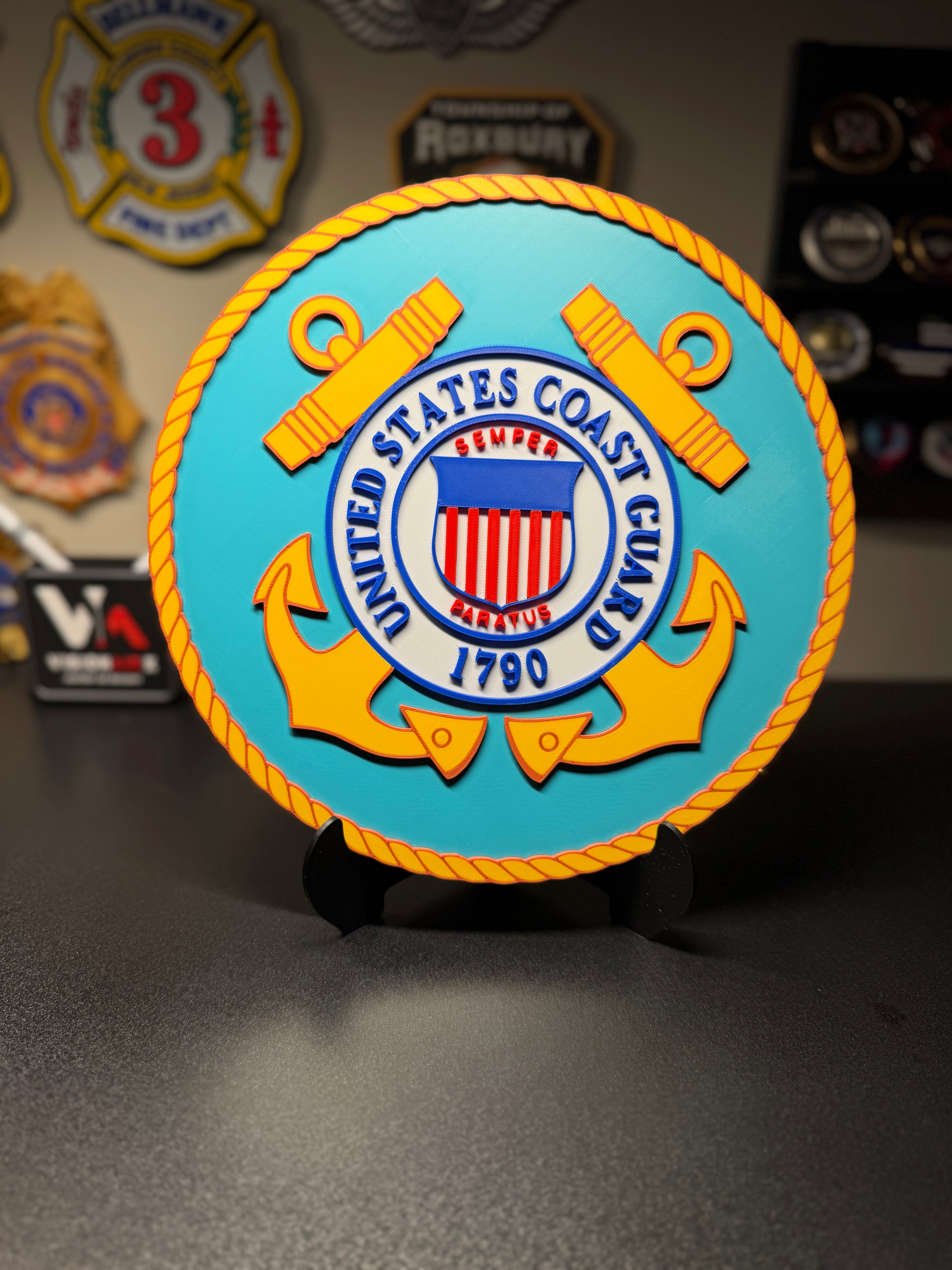 United States Coast Guard 3D Plaque with Stand and Wall Mount Decorative Military Display