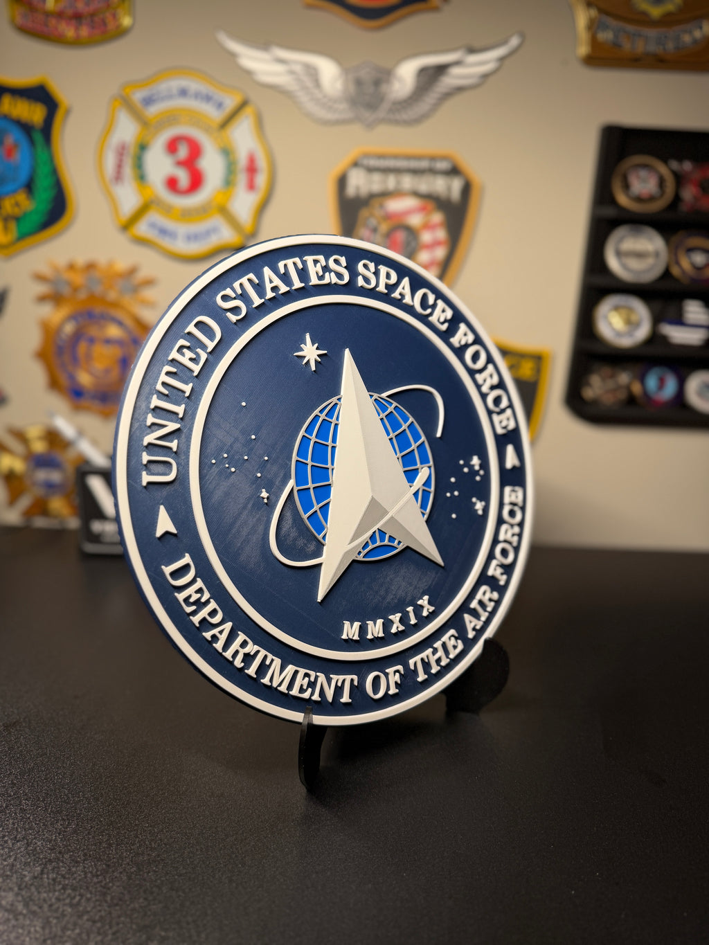 United States Space Force 3D Plaque with Stand and Wall Mount Decorative Military Display
