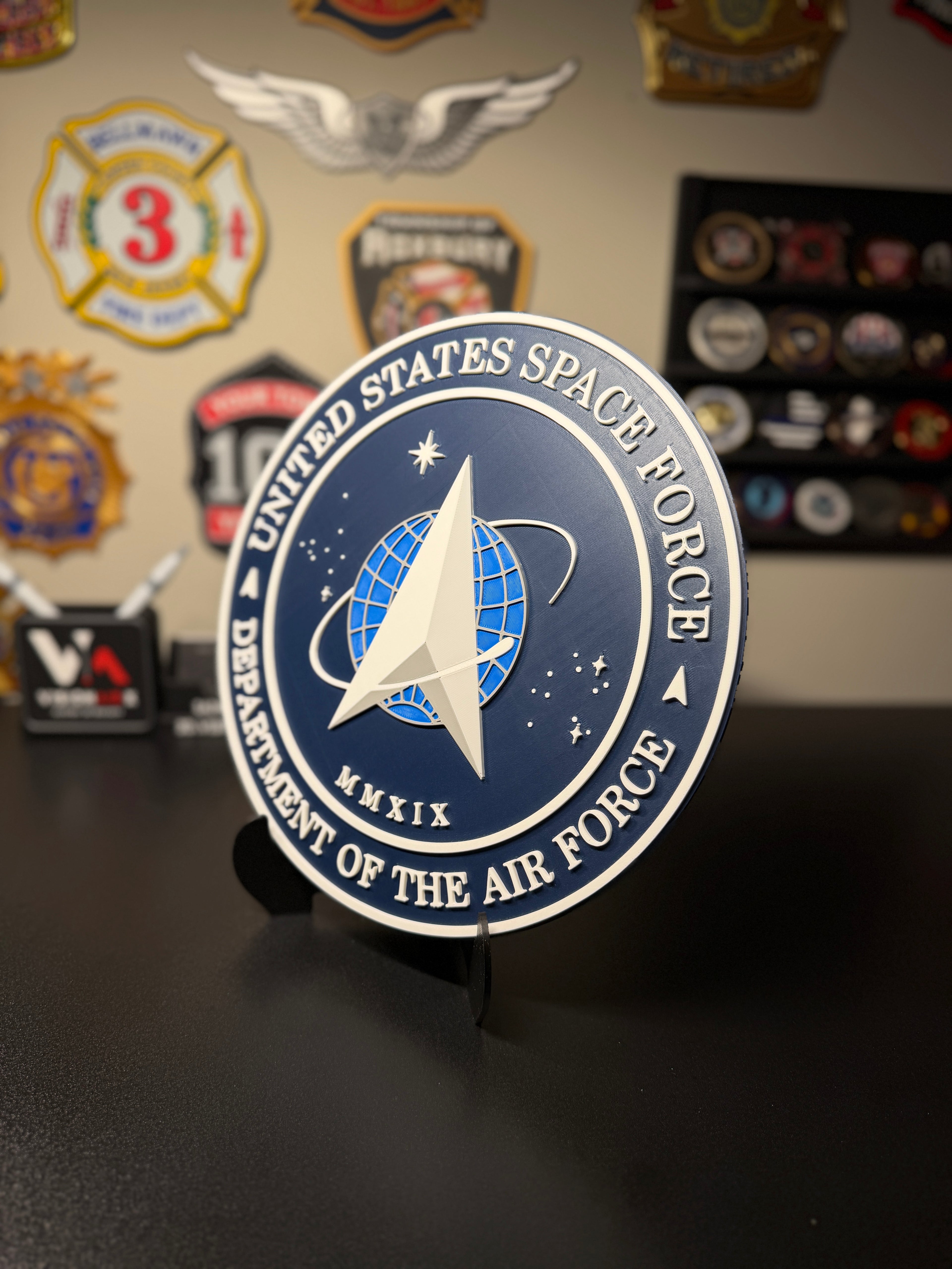United States Space Force 3D Plaque with Stand and Wall Mount Decorative Military Display