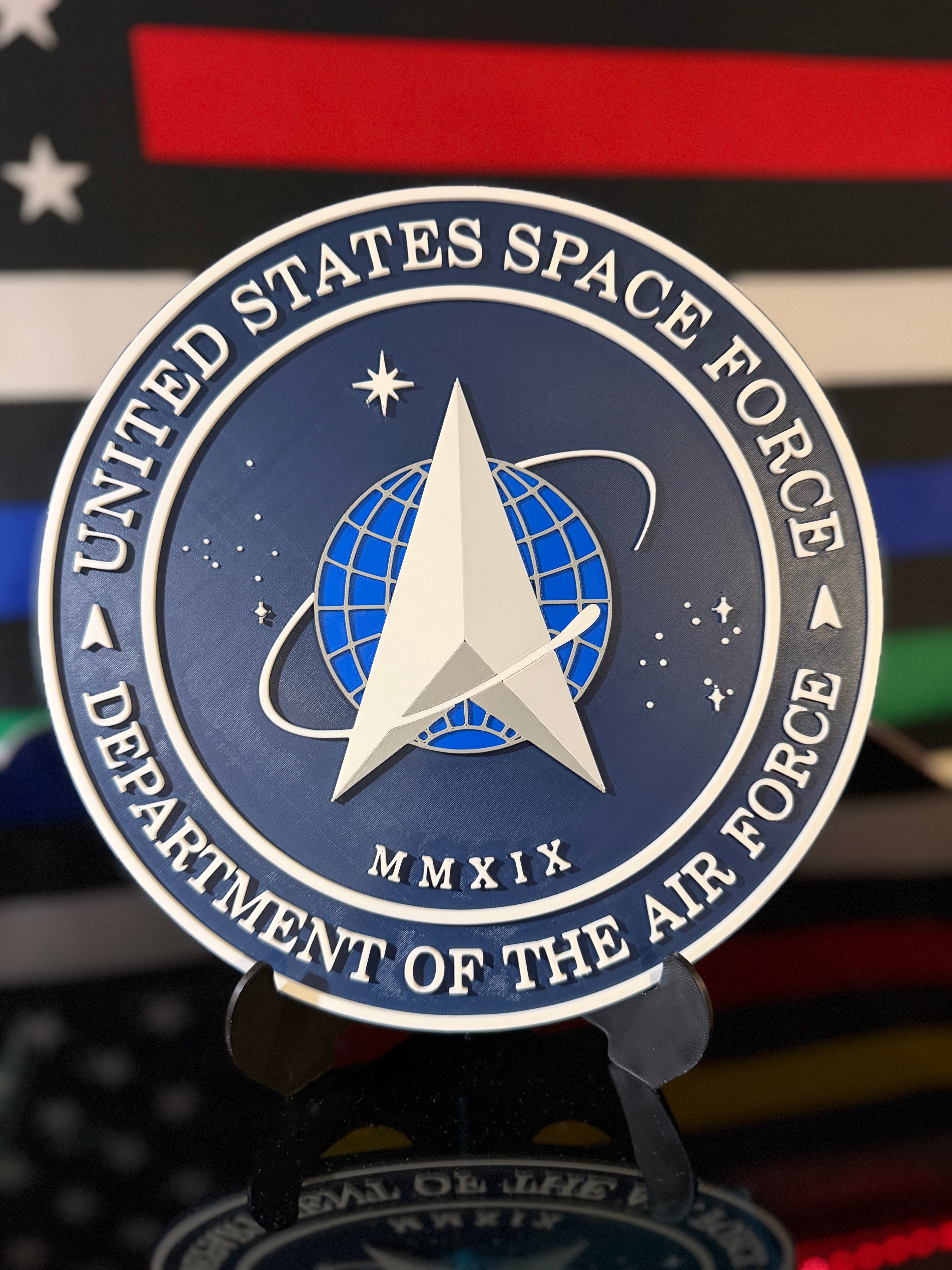 United States Space Force 3D Plaque with Stand and Wall Mount Decorative Military Display