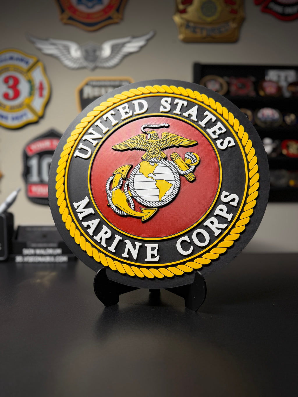 United States Marine Corps 3D Plaque with Stand and Wall Mount Decorative Military Display