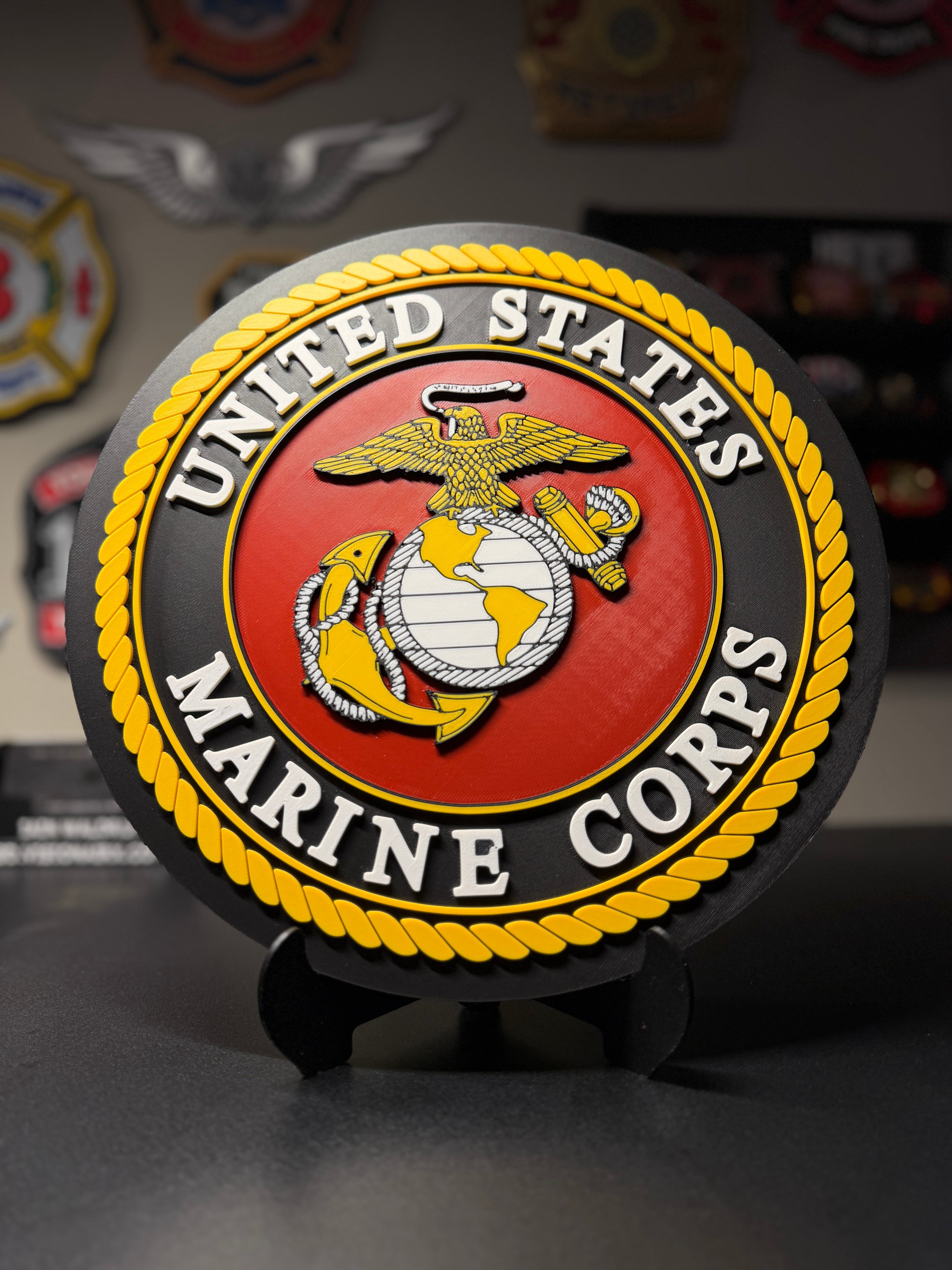 United States Marine Corps 3D Plaque with Stand and Wall Mount Decorative Military Display