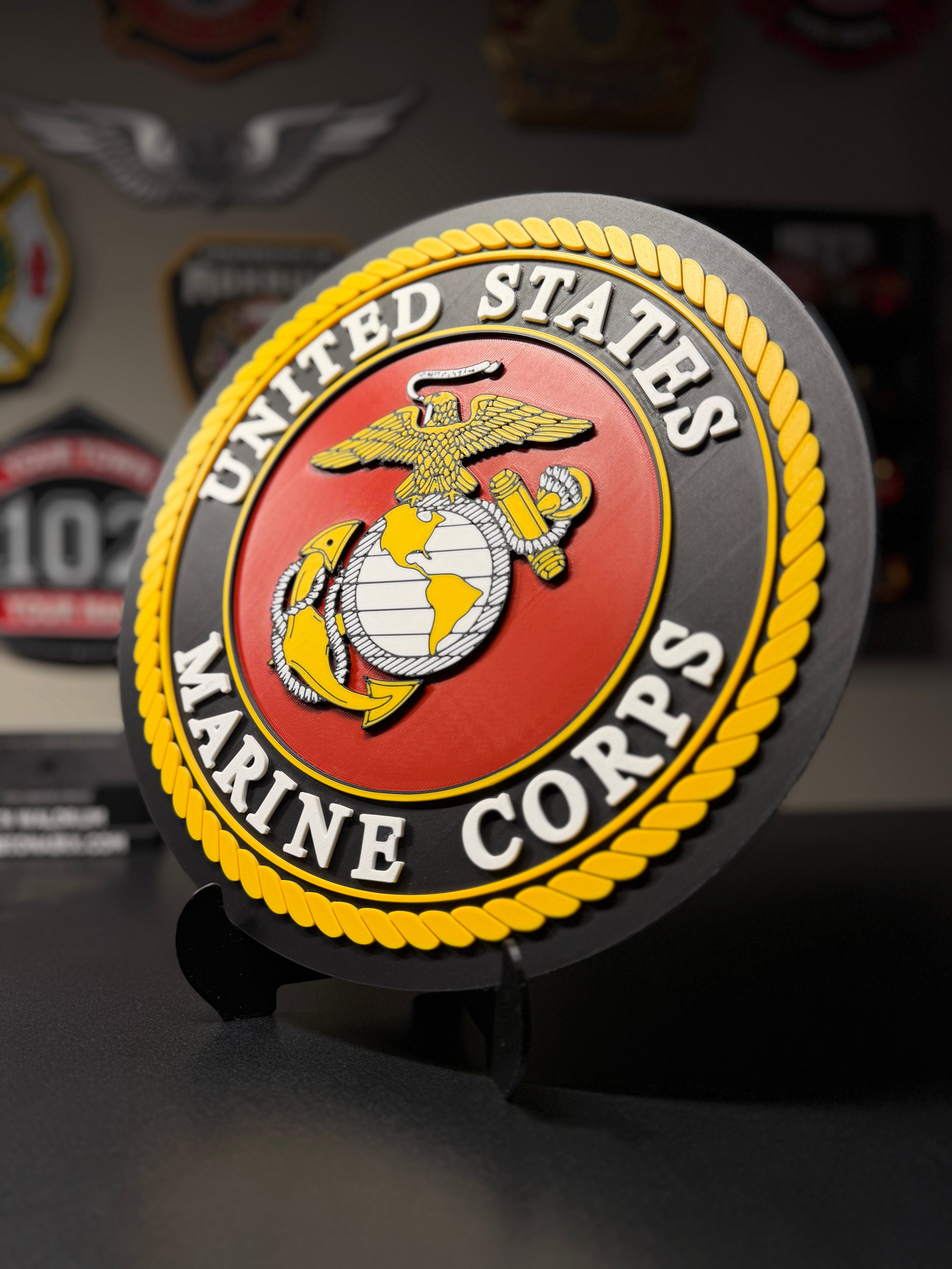 United States Marine Corps 3D Plaque with Stand and Wall Mount Decorative Military Display