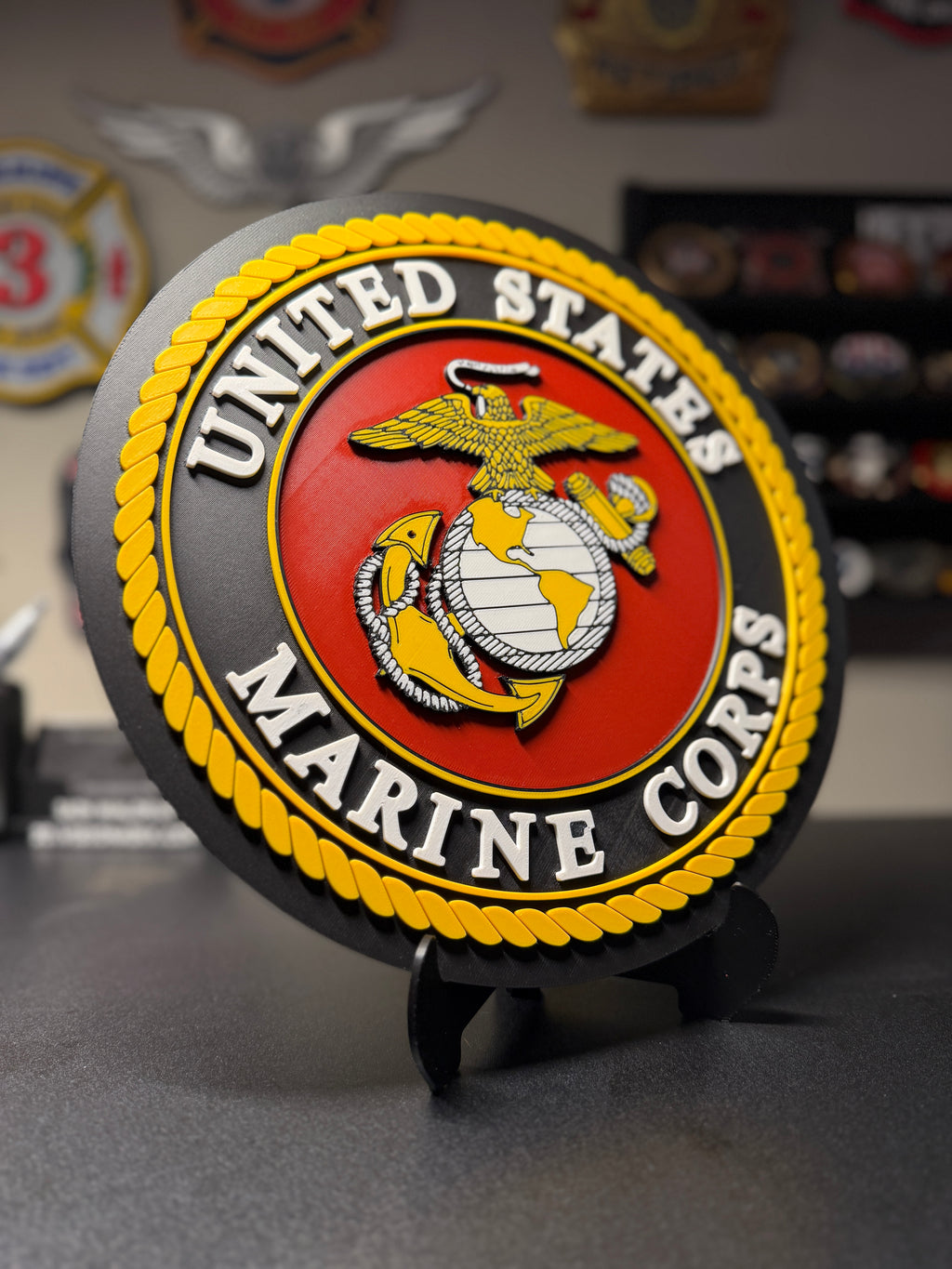 United States Marine Corps 3D Plaque with Stand and Wall Mount Decorative Military Display
