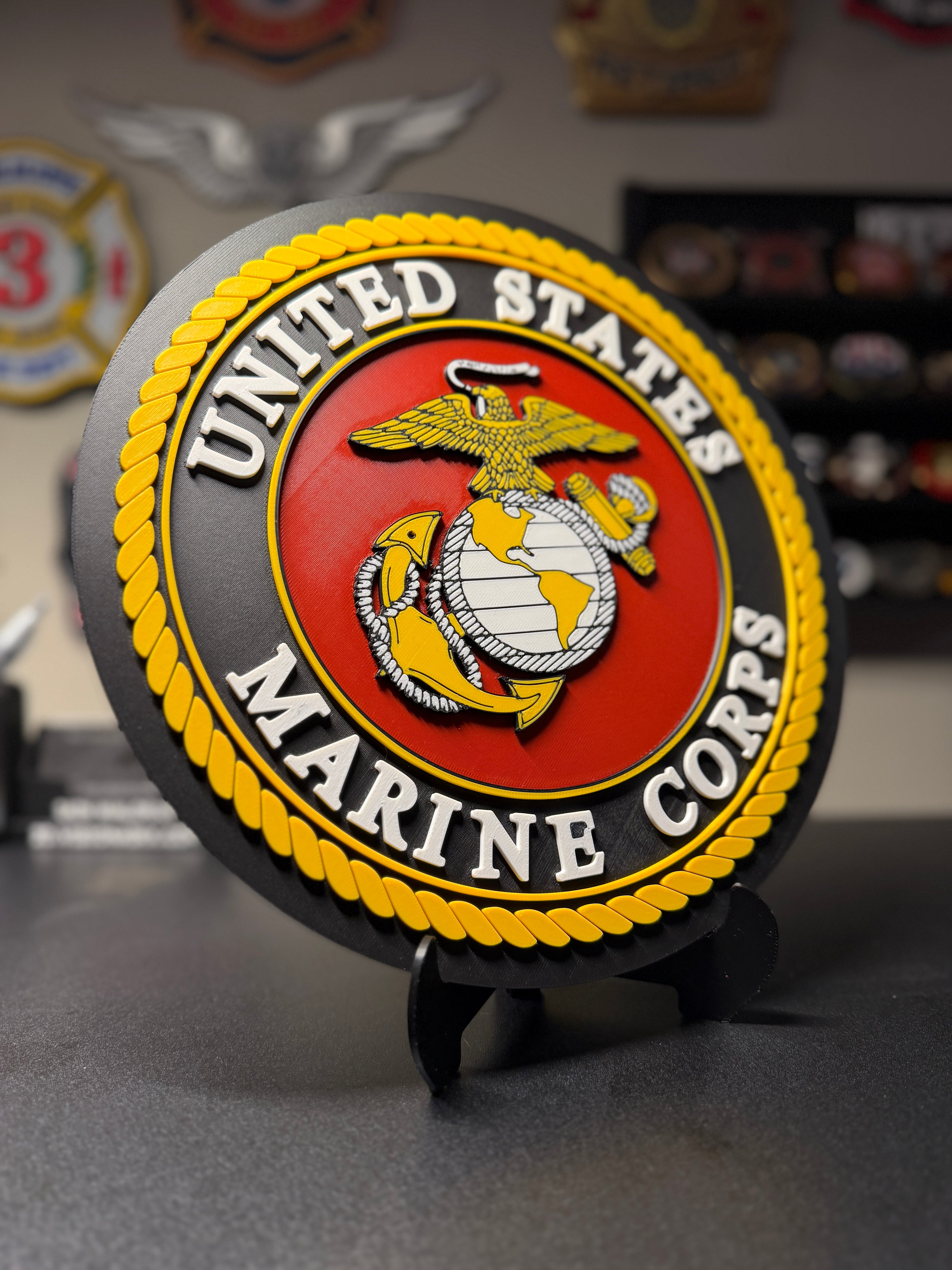 United States Marine Corps 3D Plaque with Stand and Wall Mount Decorative Military Display