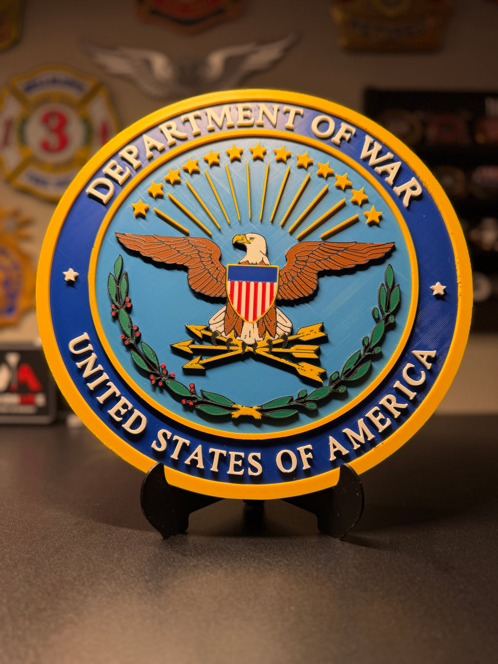 United States Department of War 3D Plaque with Stand and Wall Mount Decorative Military Display