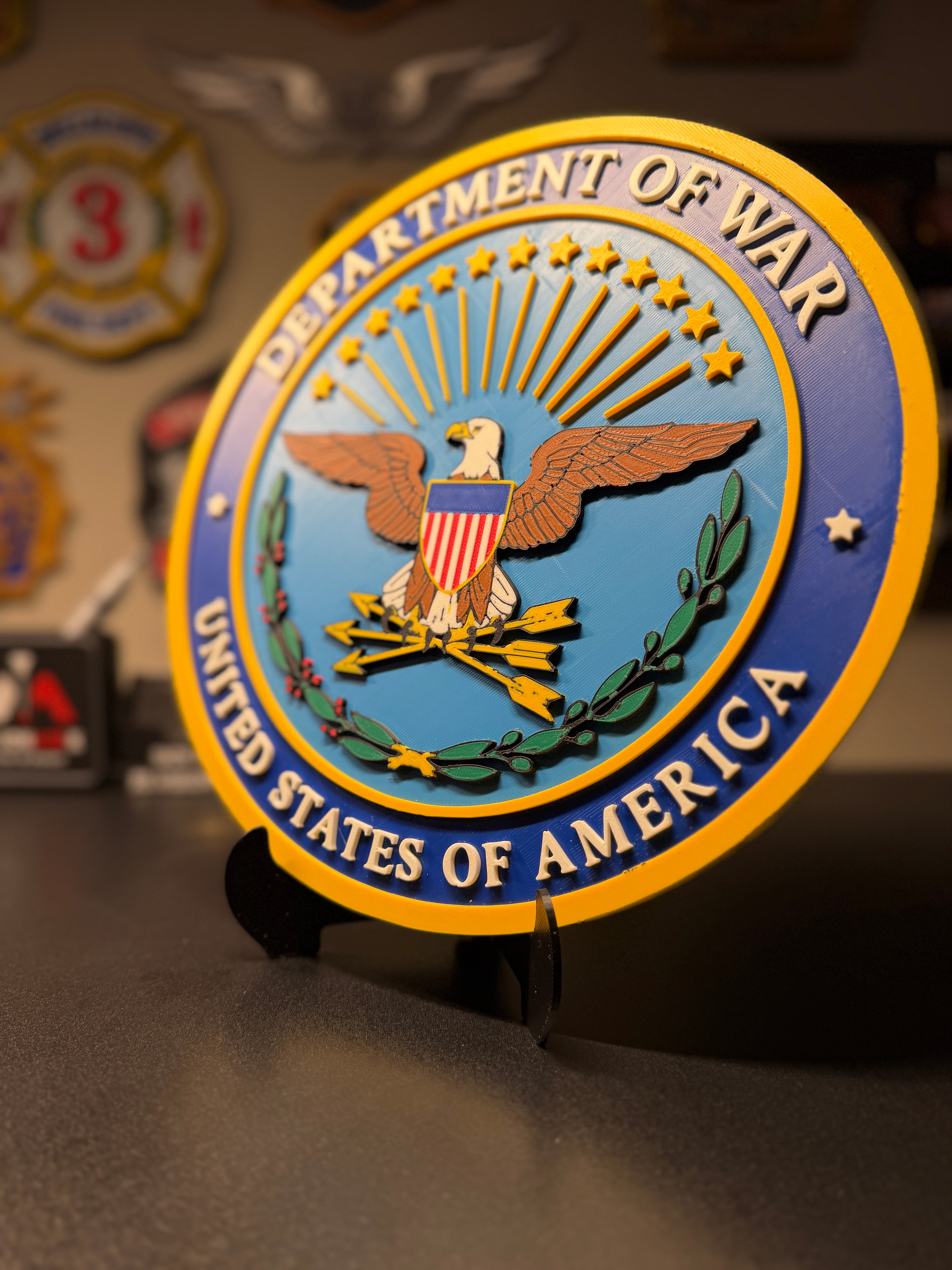 United States Department of War 3D Plaque with Stand and Wall Mount Decorative Military Display