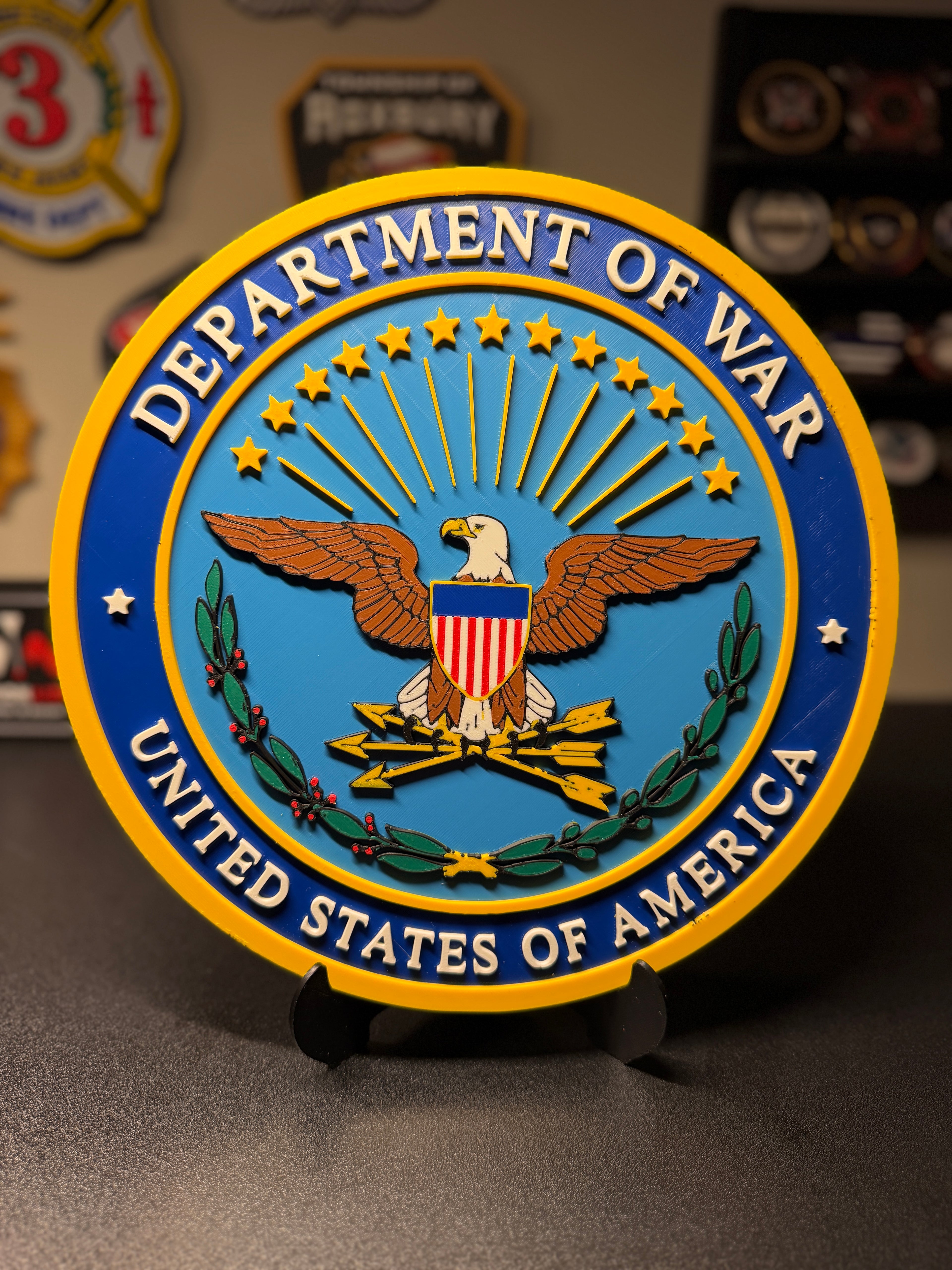 United States Department of War 3D Plaque with Stand and Wall Mount Decorative Military Display