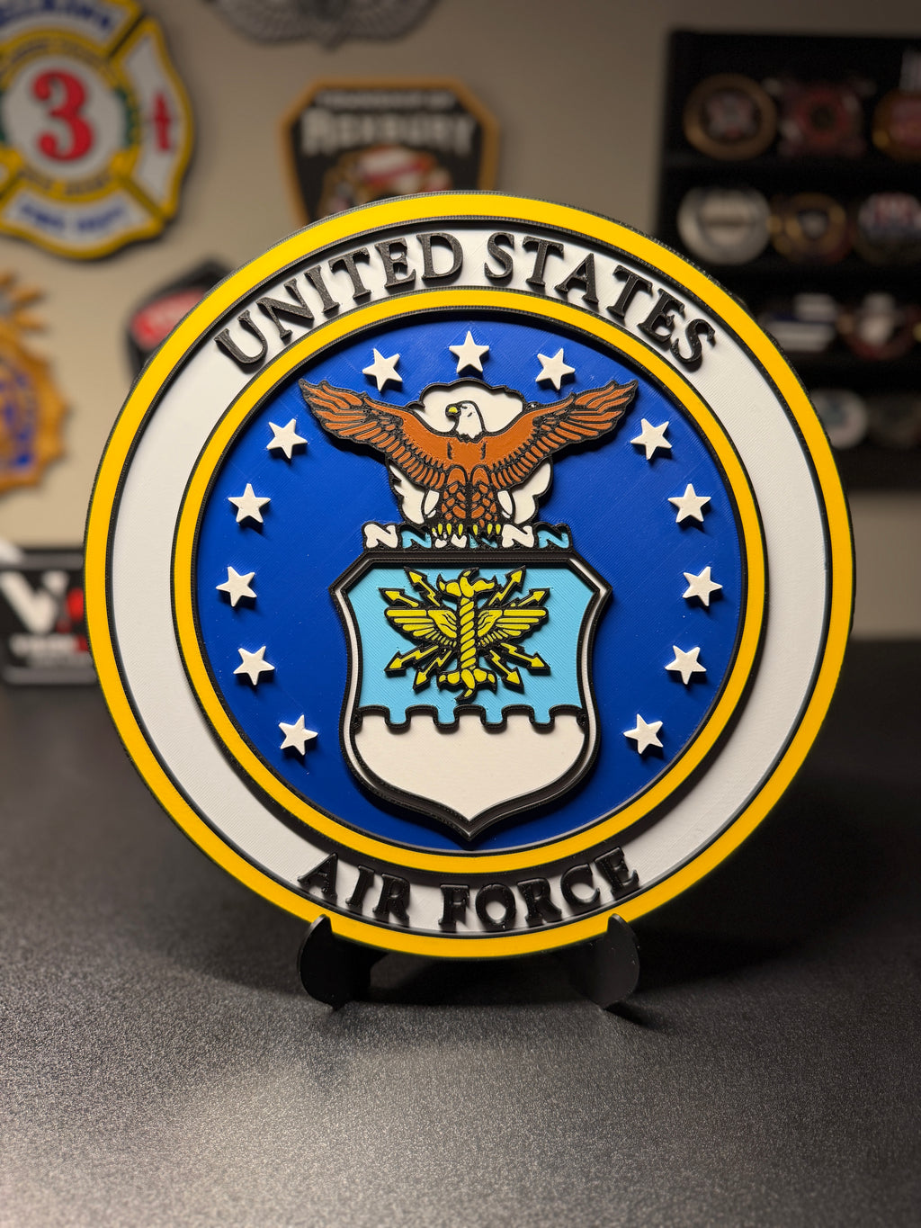 United States Air Force 3D Plaque with Stand and Wall Mount Decorative Military Display