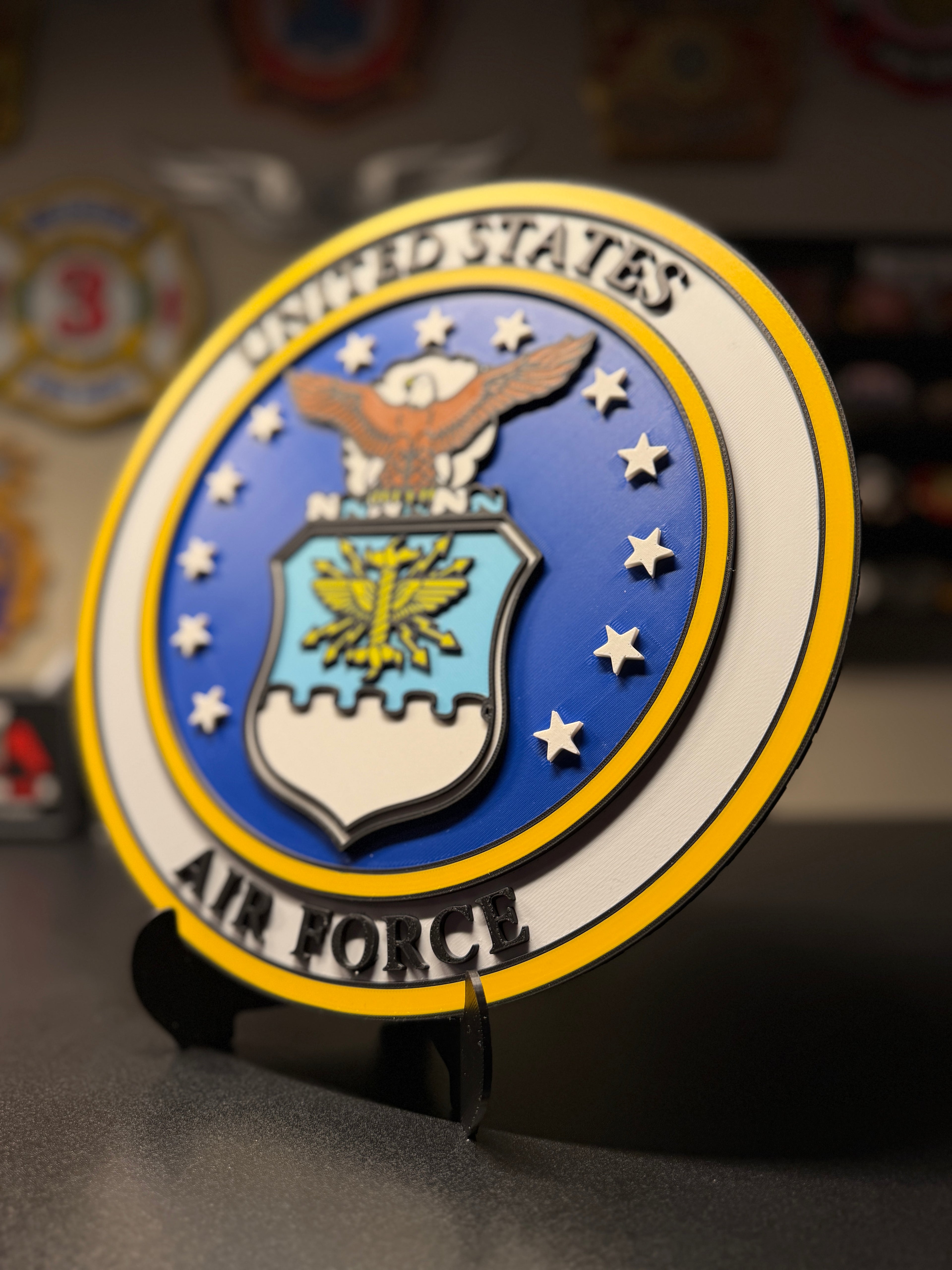 United States Air Force 3D Plaque with Stand and Wall Mount Decorative Military Display