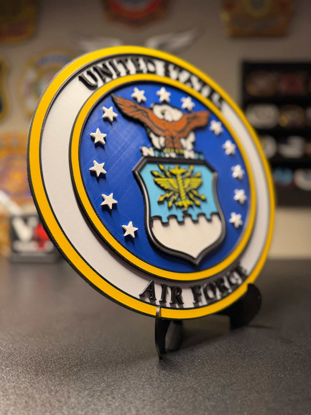 United States Air Force 3D Plaque with Stand and Wall Mount Decorative Military Display