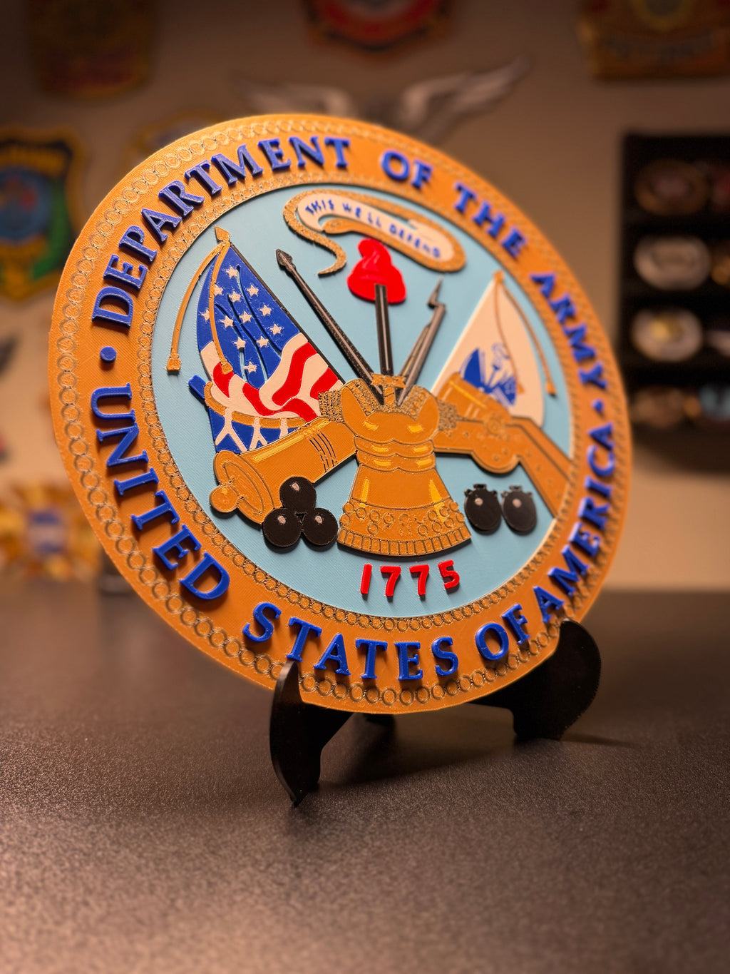 United States Department of the Army 3D Plaque with Stand and Wall Mount Decorative Military Display
